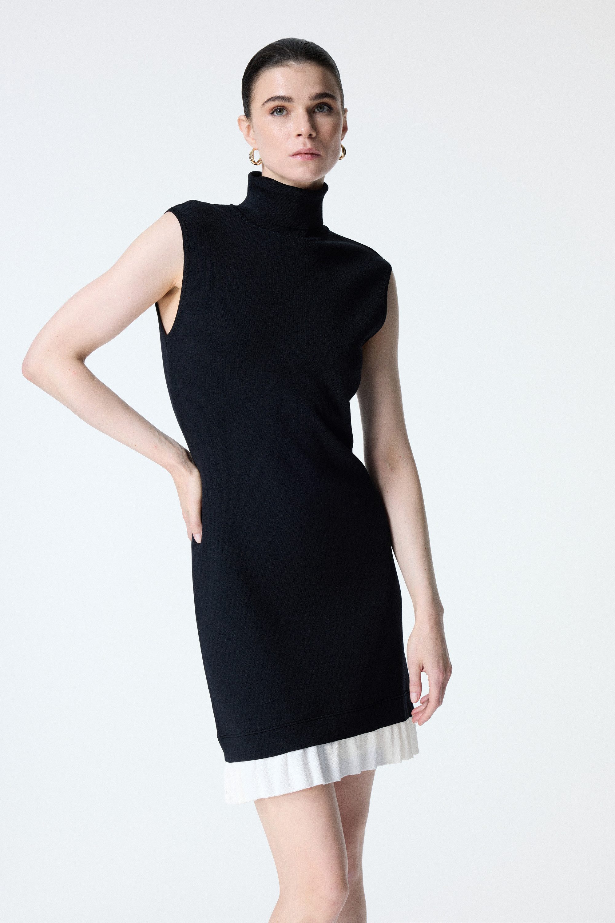 adL Strickkleid Ärmelloses Strickkleid mit Rollkragen
