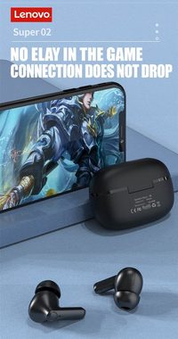 Lenovo HT05 mit Touch-Steuerung Bluetooth-Kopfhörer (True Wireless, Siri, Google Assistant, Bluetooth 5.0, kabellos, Stereo-Ohrhörer mit 250 mAh Kopfhörer-Ladehülle - Schwarz)