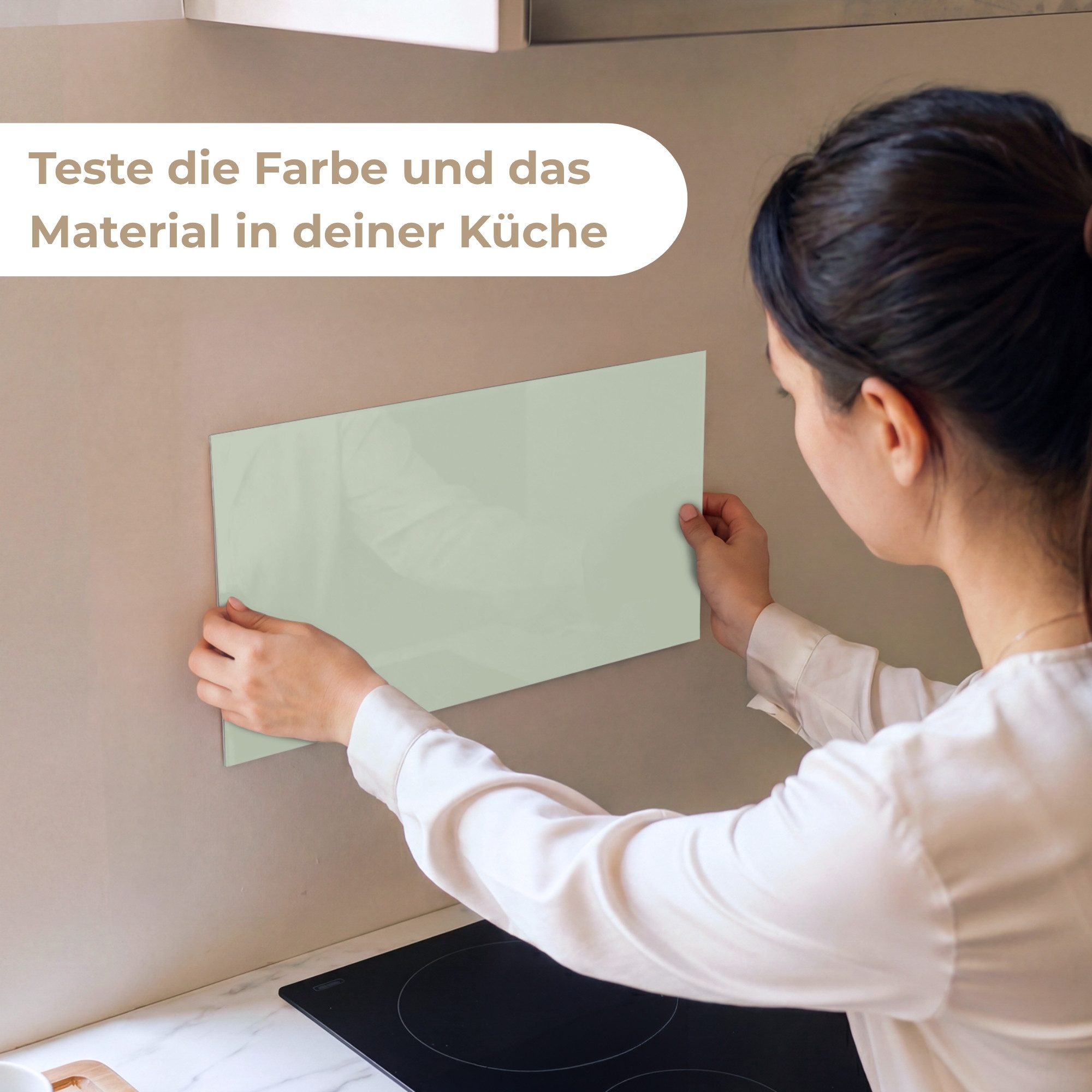 KitchenYeah Küchenrückwand Muster selbstklebend (keine Folie) Mintgrün - Unifarben, (1-tlg), Spritzschutz, Küche, Rückwand, Küchenwand, Küchenfront, 30x20 cm