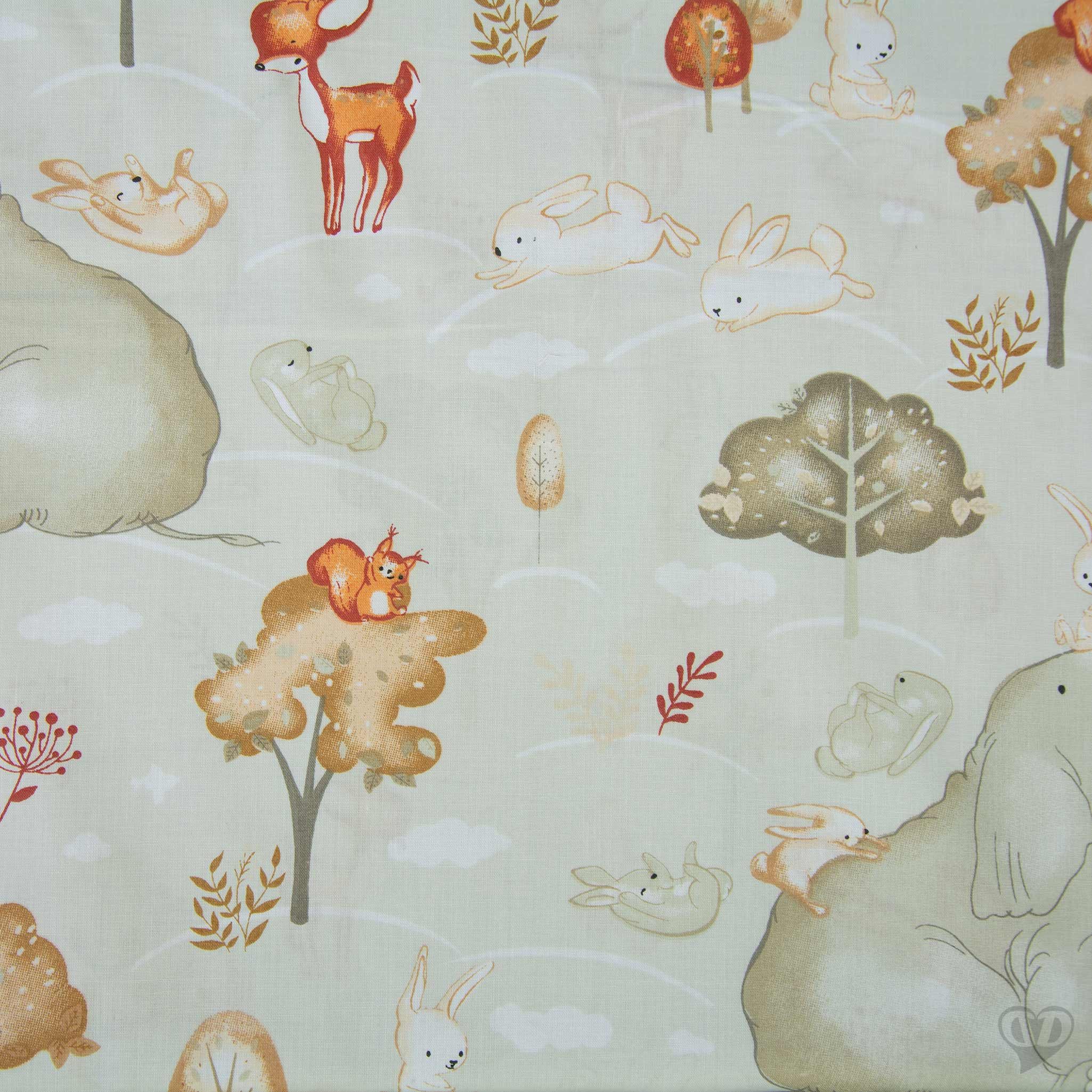 maDDma Stoff Baumwollstoff Zauberwald Elefant und Waldtieren ab 0,5m x 1,6m