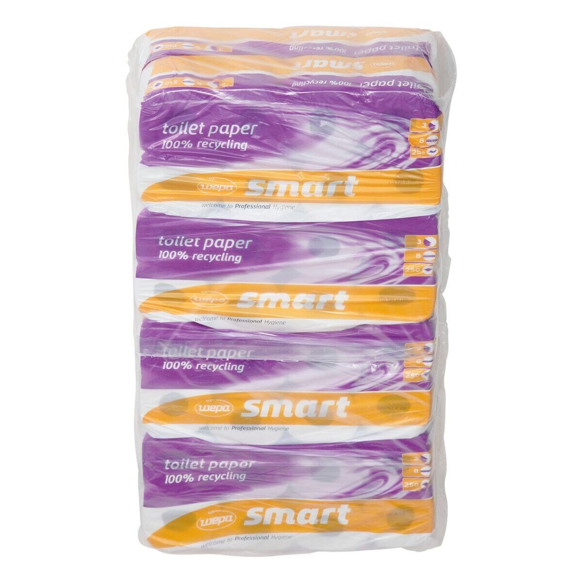 WEPASMART Toilettenpapier Smart (64-St), 3-lagig, 100% Recyclingpapier, weiß, 250 Blatt/Rolle