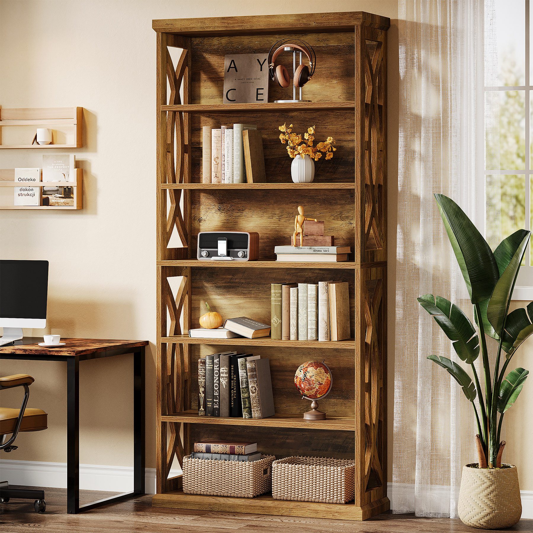 Tribesigns Bücherregal 6 Ebenen, 180 cm Hohes Industrielles Regal Für Wohnzimmer & Büro