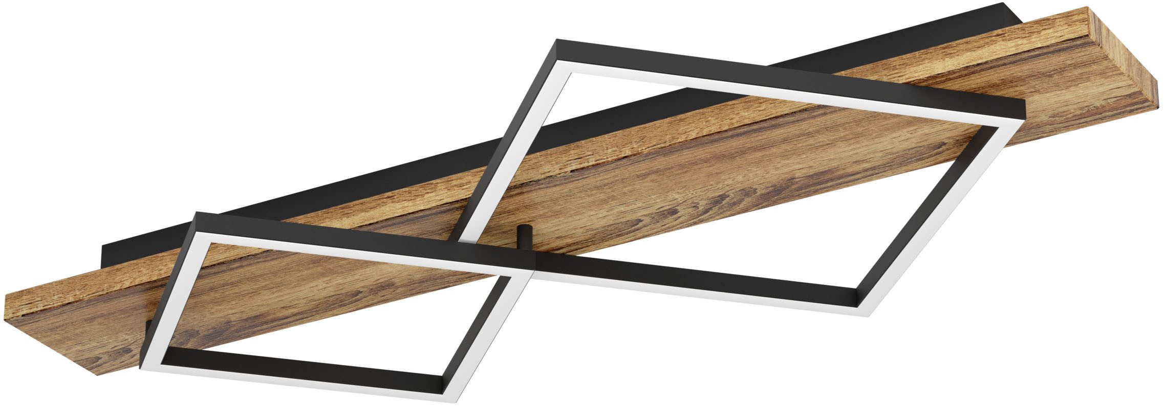 EGLO Deckenleuchte BOYAL Deckenlampe - Stahl, Holz - LED;LED - 1X13W;1X15W - IP20, LED fest integriert, Warmweiß, Wohzimmerlampe, Esszimmerlampe, Flur, Schlafzimmer, L78 x B40,5 x H9cm