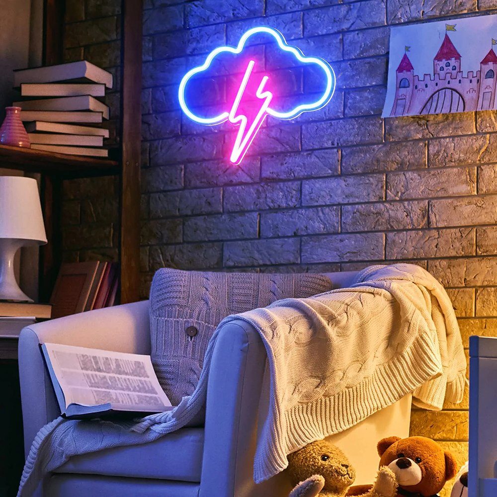 Rosnek LED Dekolicht Herz Blitz, Batterie/USB, Neon Lichter für Schlafzimmer Wand, Schmetterling Alien