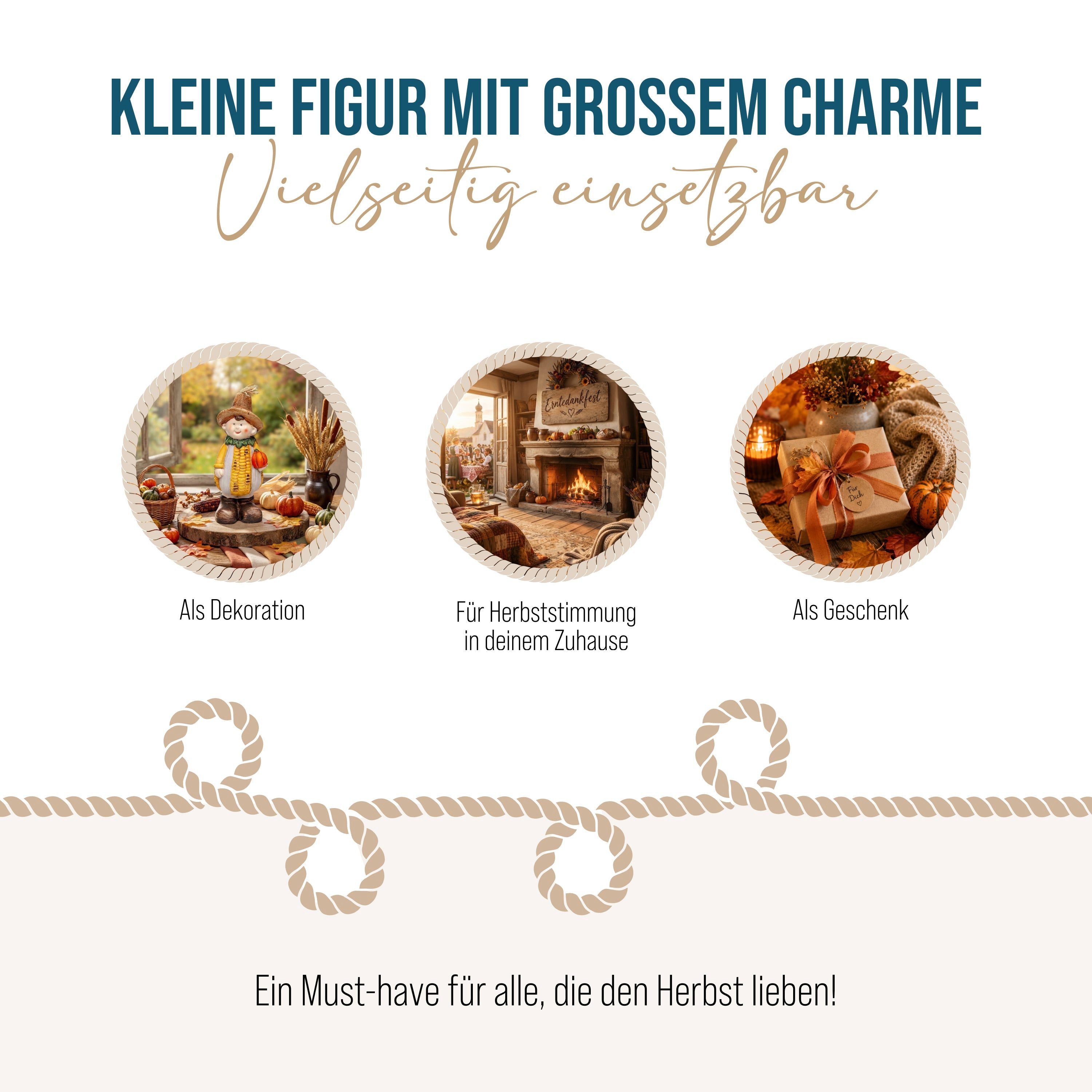 Logbuch-Verlag Dekofigur Dekofigur Maiskind mit Kürbis – Herbstdeko aus Keramik 21 cm – Bild 4 von 5