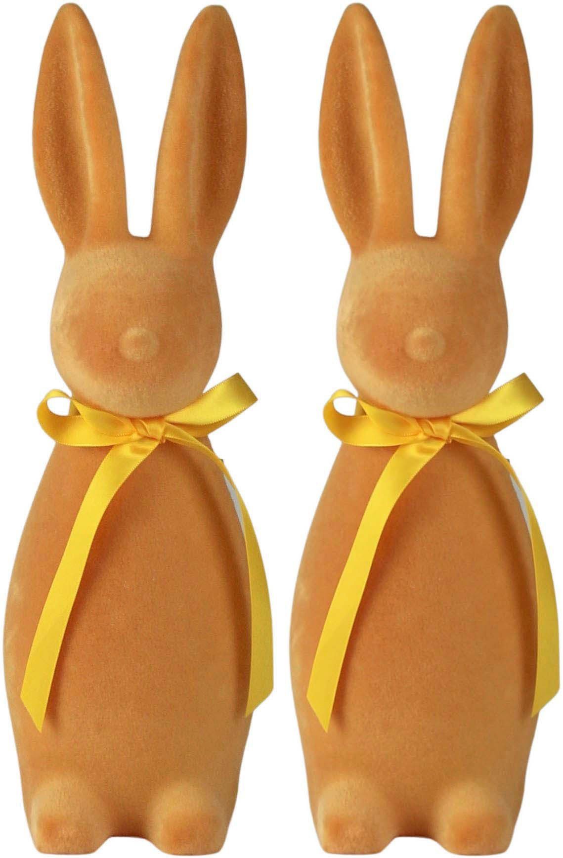 Osterfigur, (Set, cm, Osterhase mit 2 Schleife, Design Hase Osterdekoration Höhe St), 30,5 hellorange ca. Frühjahrsdeko AM Ostern, Dekofigur,