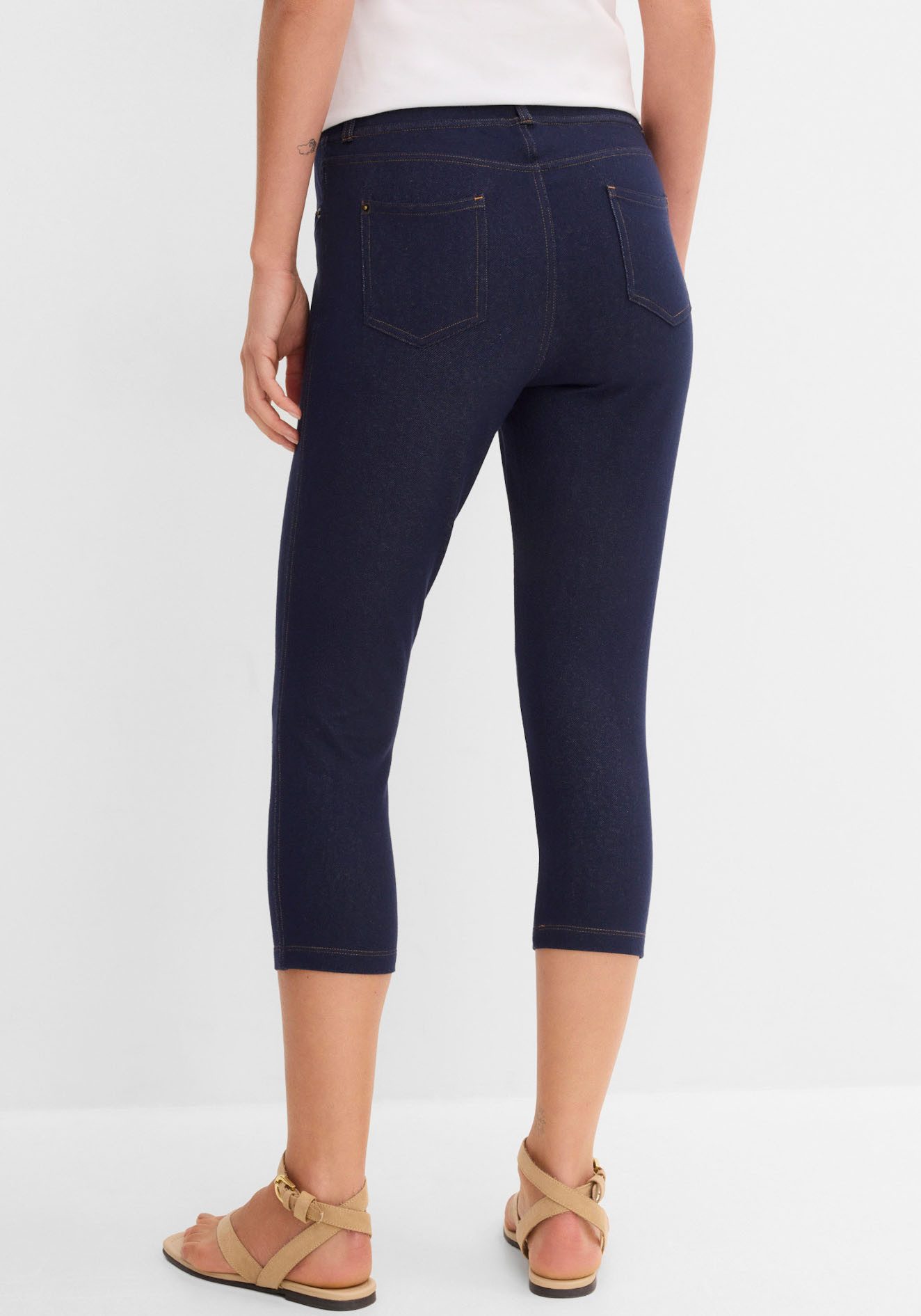 bonprix Caprileggings in Jeansoptik, aus Baumwollmischung, Skinny Fit