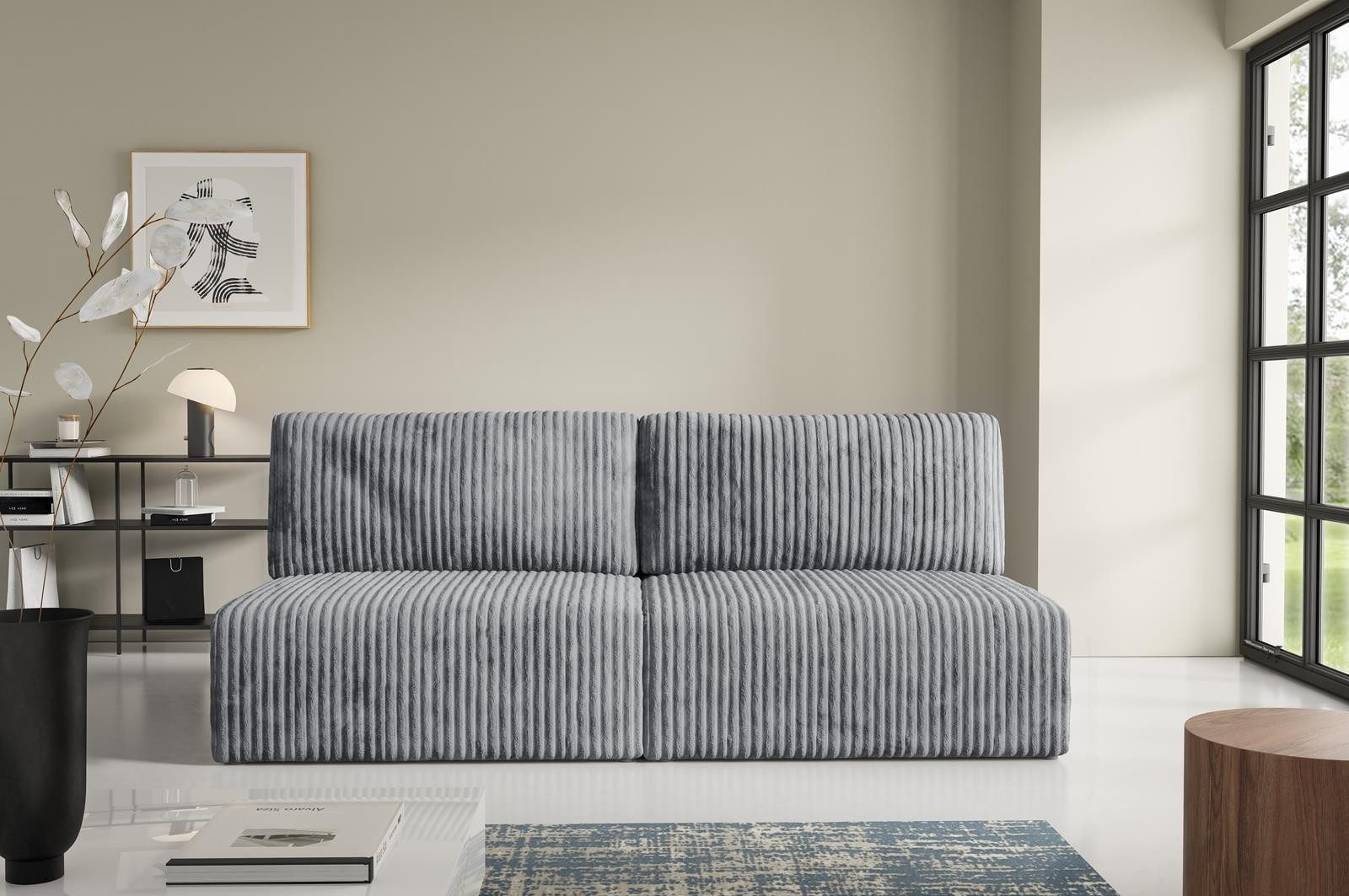 Compleo Schlafsofa klein, Cordsofa ohne Armlehnen, günstig online kaufen
