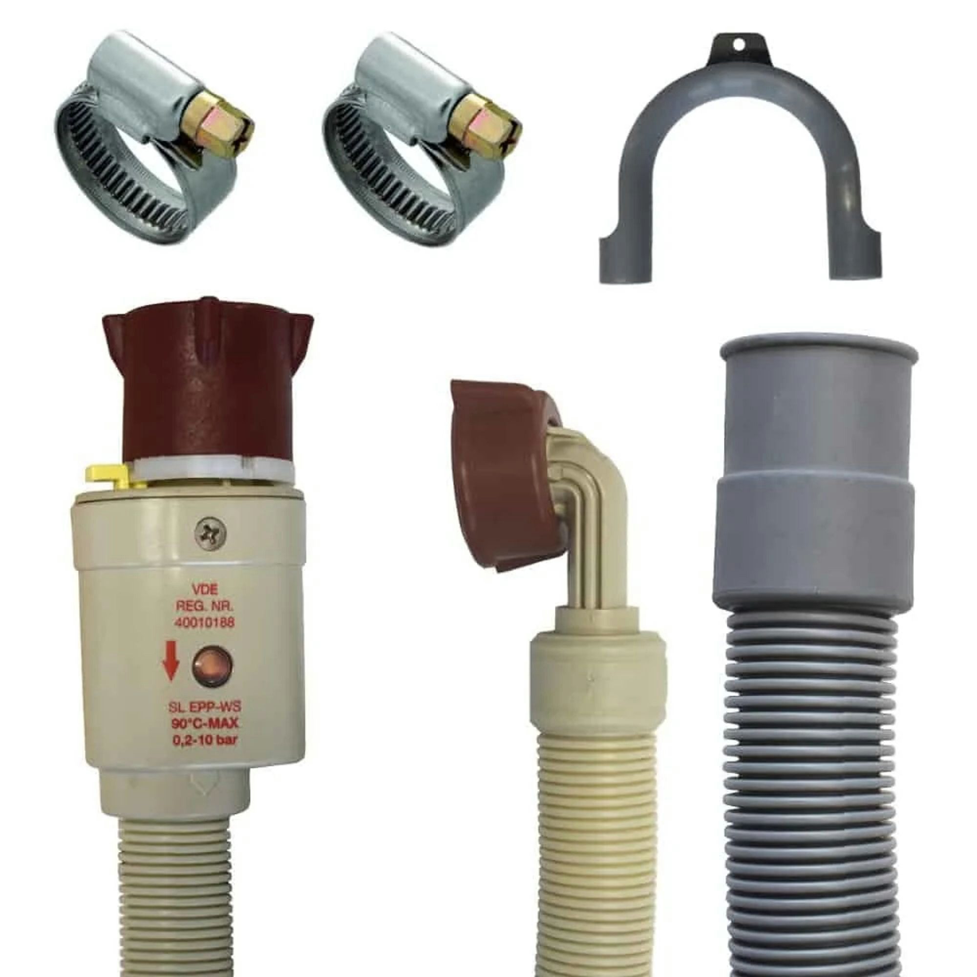 Boni-Shop Sanitär-Anschlussset Aquastop Schlauch Set, 2,5m, Ablaufschlauch, Schlauchschellen, Waschmaschine Spülmaschine