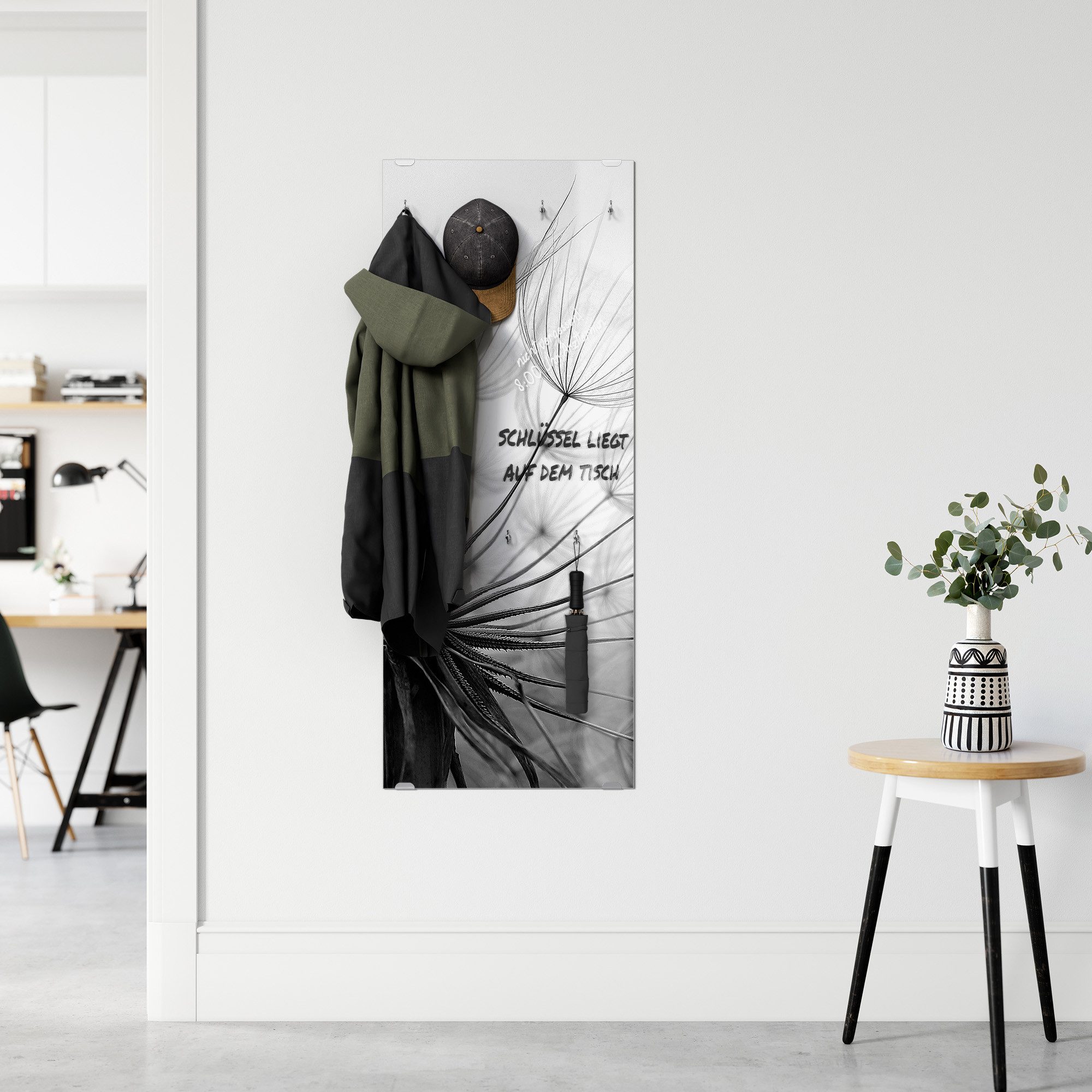 DEQORI Kleiderhaken 'Pusteblume Nahaufnahme', Glas Garderobe hängend Flur Jackenhalter modern Wandgarderobe Haken