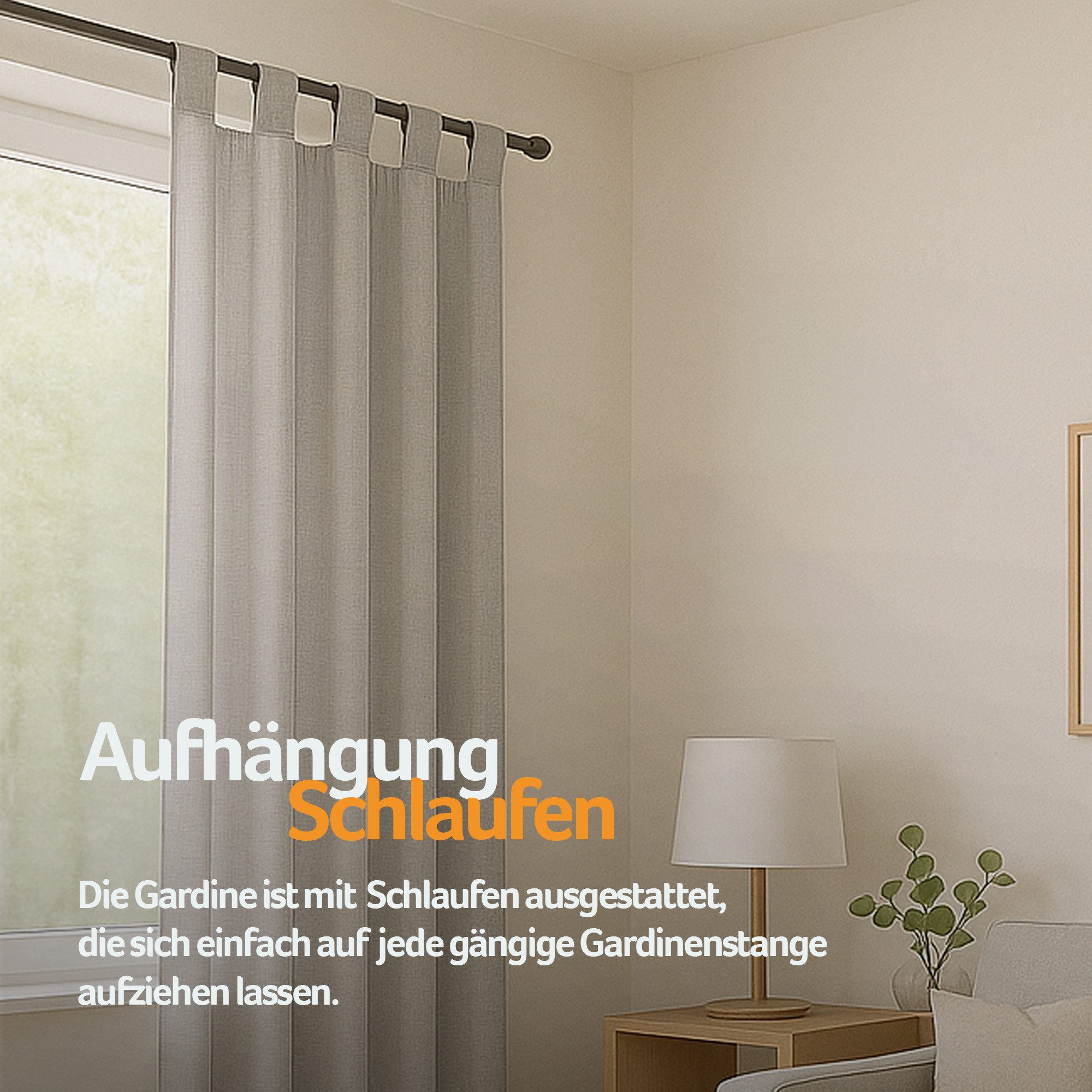 Bestlivings Vorhang "Ellen" mit Schlaufen (1 St), Schlaufen, blickdicht, einfarbig, waschbar bei 30°C, bügelleicht, trocknergeeignet – Bild 3 von 5