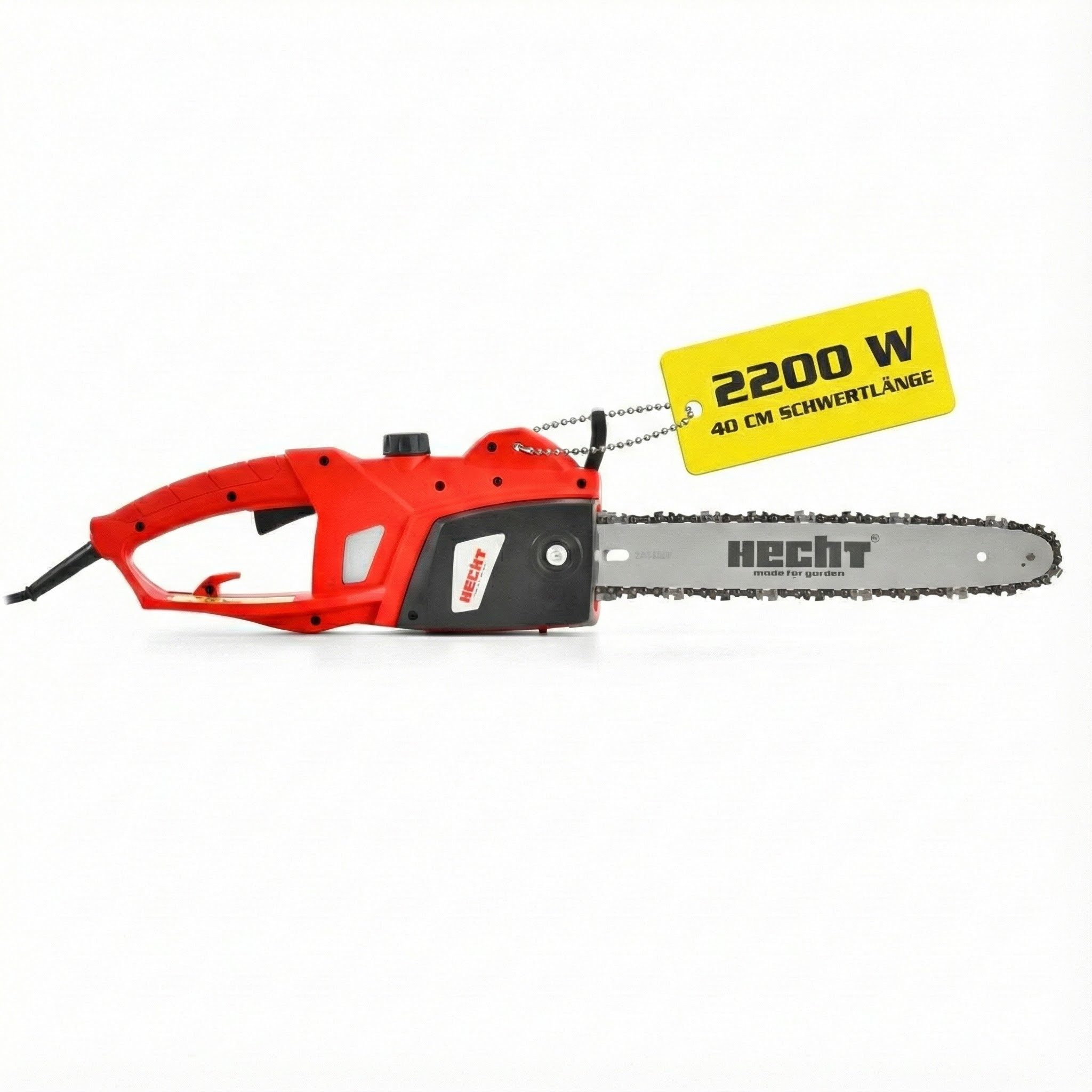 Hecht Elektro-Kettensäge Motorsäge 2039, 2200W, 13,5 m/s, 230V, 40 cm Schwertlänge, 4,2 kg, Kettenteilung 3/8 Zoll