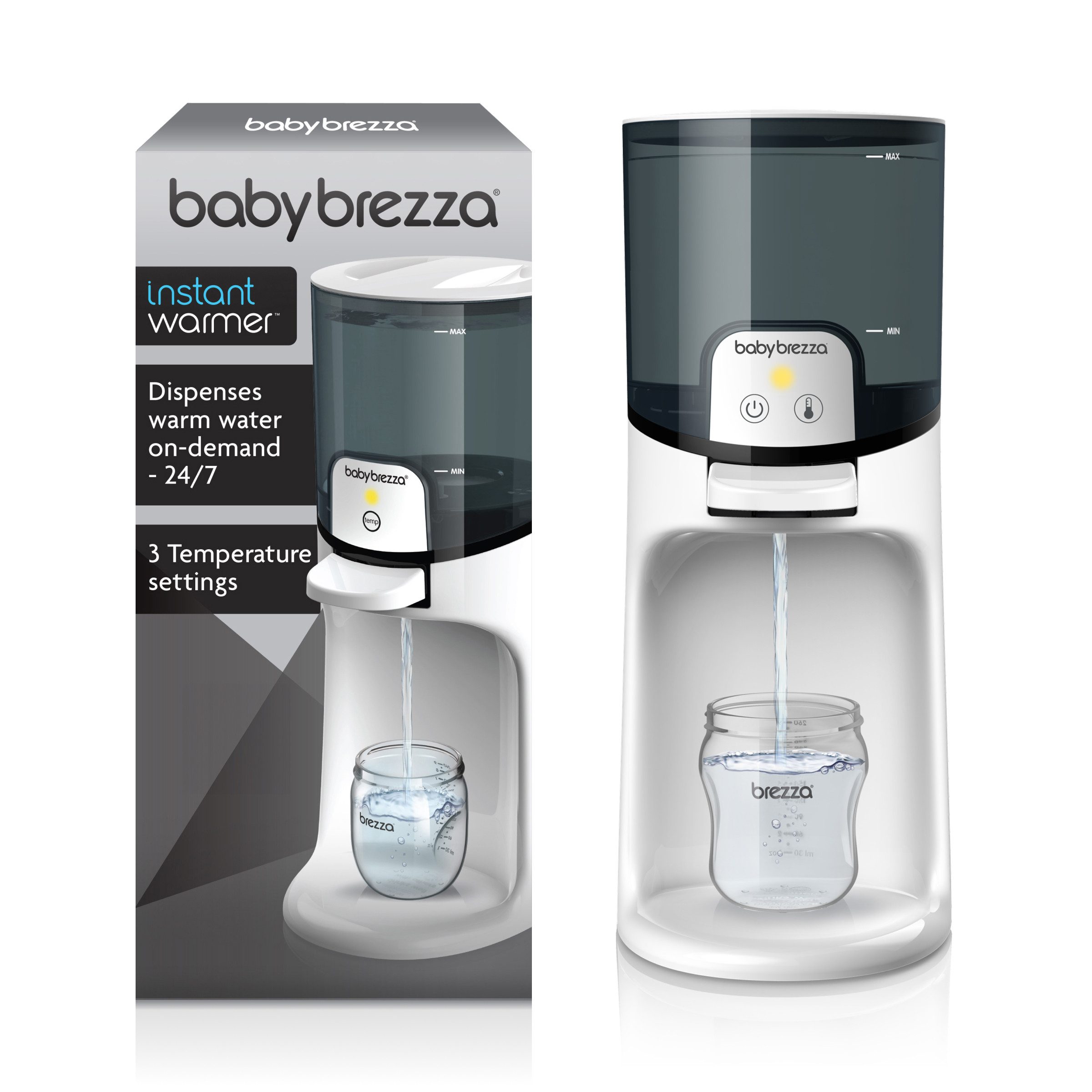 Baby Brezza Babyflaschenwärmer Wasserwärmer für Babynahrung mit 3 Temperaturstufen & Schnellfunktion, Sofort warmes Wasser mit 3 Temperaturstufen – ideal für Fläschchen