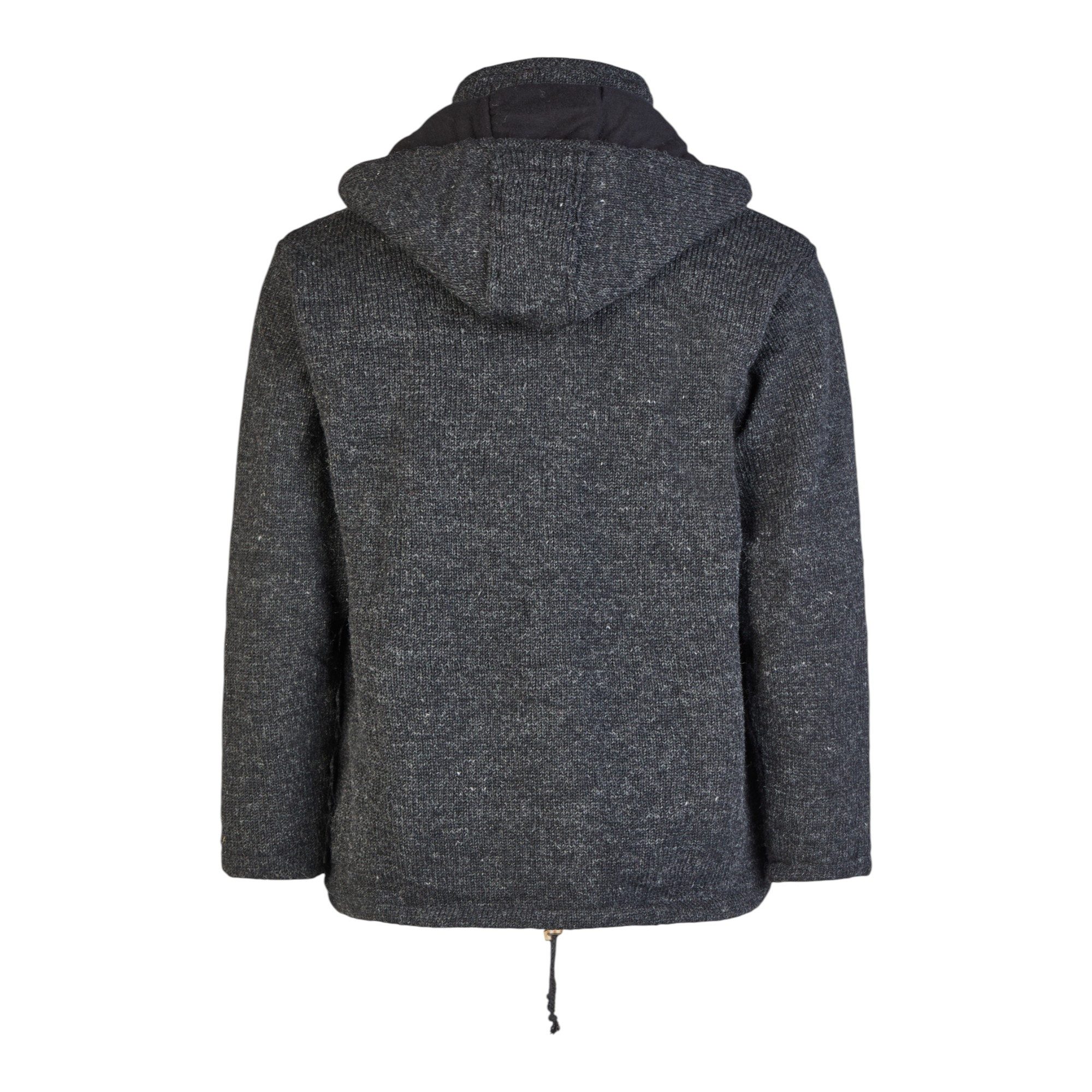 THC Natural Line Strickjacke THC Schafwollstrickjacke Baumwollfutter 859 schwarz (1 Stück, 1-tlg., 1 Stück) Strickjacke mit abnehmbarer Kapuze