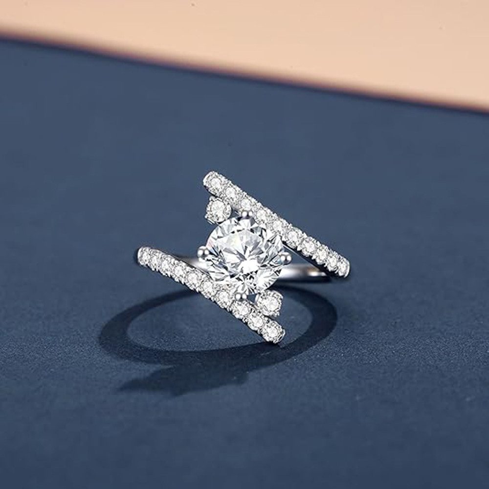 Jumpeak Diamantring Schmuck Damen Ringe,Runder Diamantring für Damen,Geschenk Freundin (Diamantring mit rundem Brillant-Schnitt,Geschenk Freundin Geburtstag, 1,5 ct, 2 ct Diamant, E Farbe, VS1, 3EX, 14 K-Gold), Verlobungsringe Frau,Symbol der Liebe,Eheringe Gold,Ring mit Stein