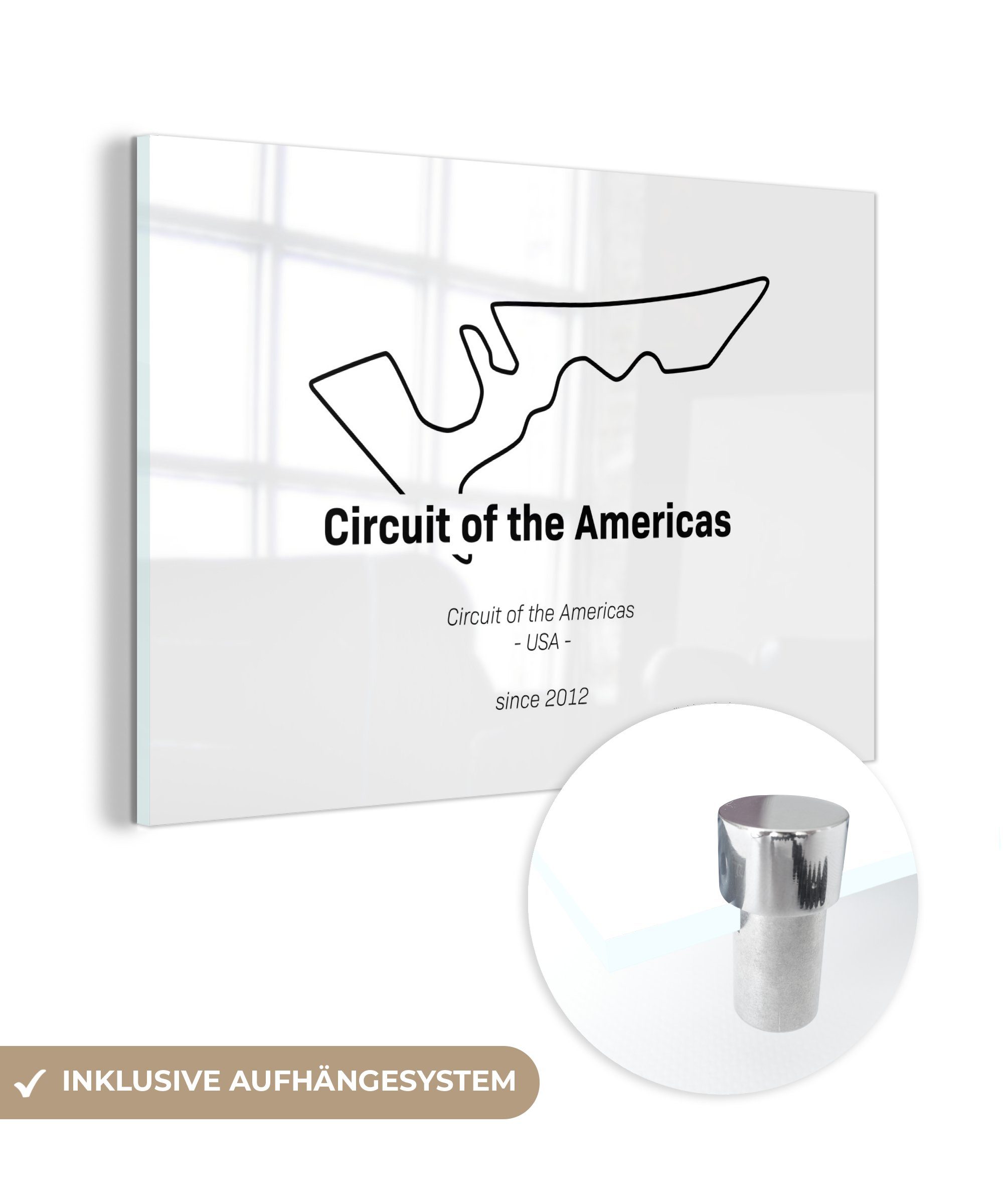 MuchoWow Acrylglasbild Formel 1 -Amerika -Rennstrecke, (1 St), Glasbilder - Bilder auf Glas Wandbild - Foto auf Glas - Wanddekoration