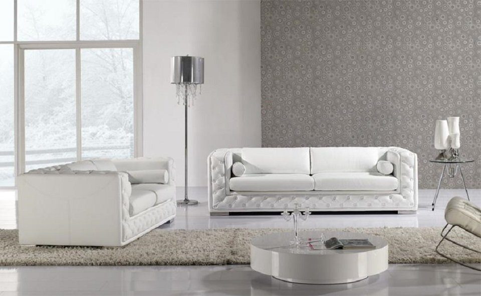 JVmoebel Sofa Weiße moderne Chesterfield Sofagarnitur Stilvolles Design Neu, Made in Europe