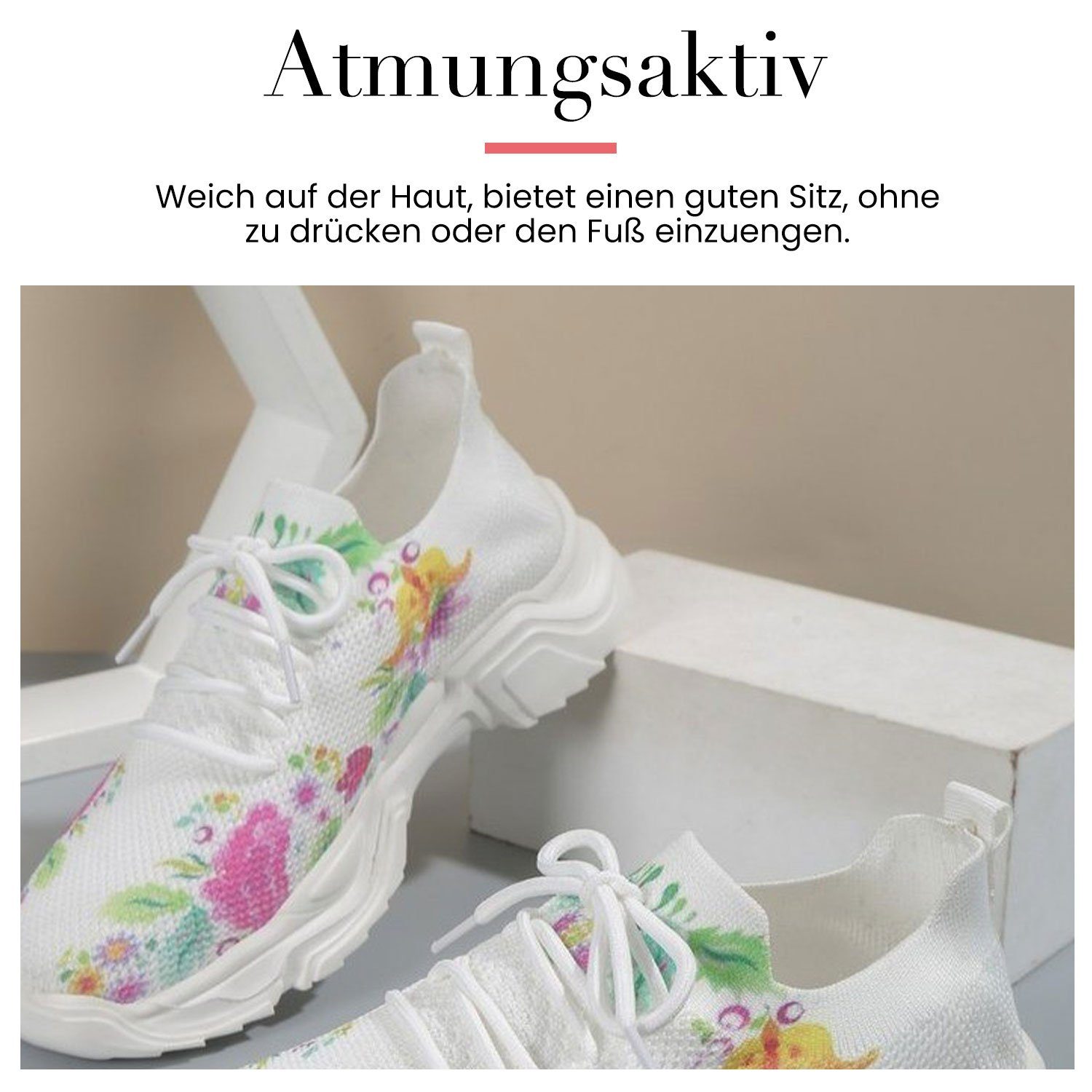 Fashion Atmungsaktiv Sneaker Sneaker Blumen1 Daisred Turnschuhe Damen