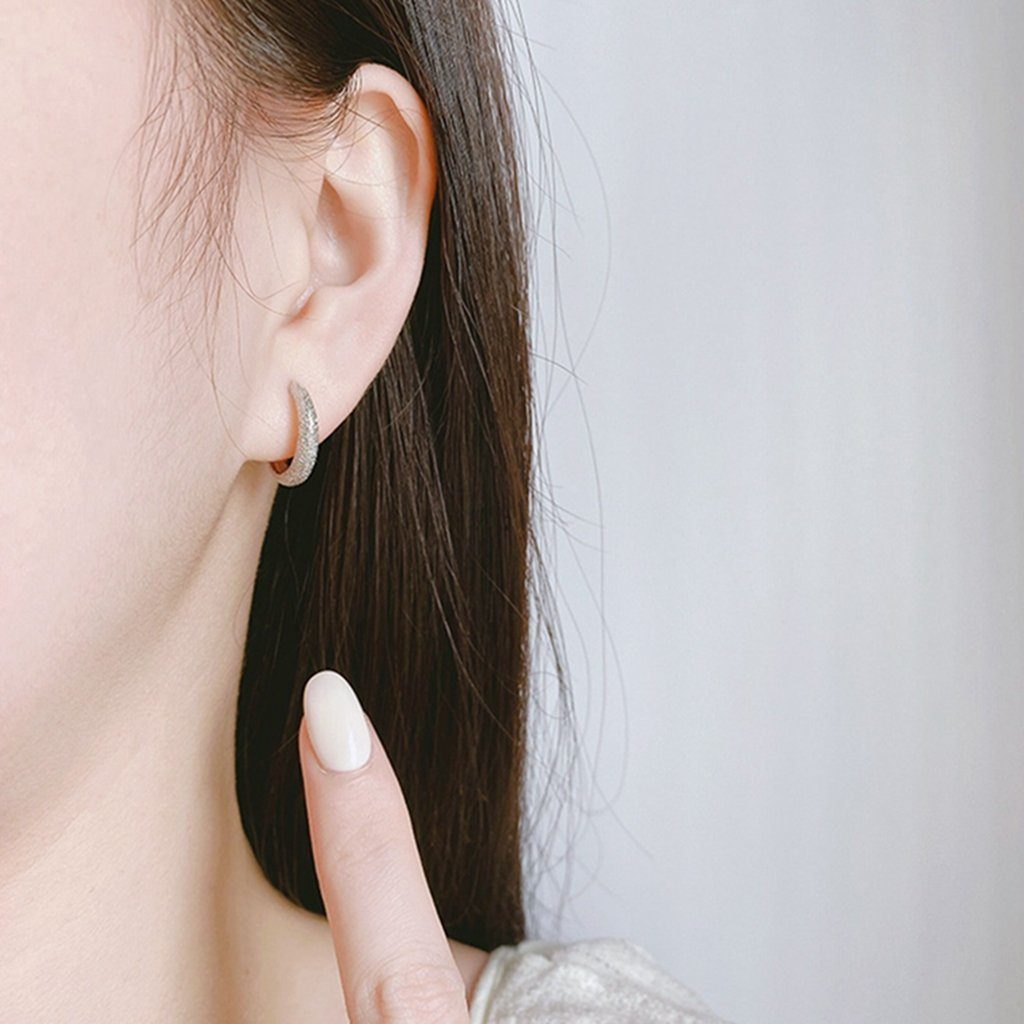 WaKuKa Paar mit Textur Damen Ohrhänger Platin+Gold glitzernder S925-Silber-Ohrringe für