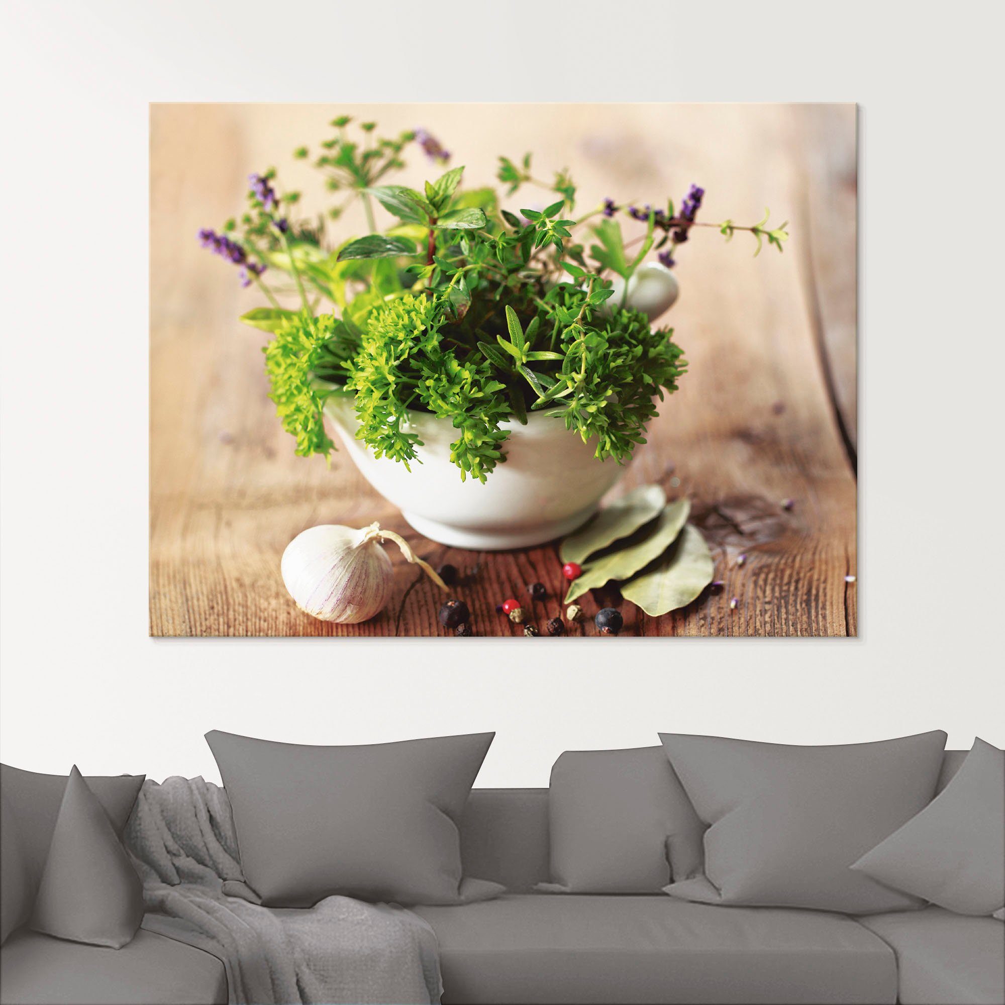 Artland Glasbild Verschiedene Kräuter - Küche, Arrangements (1 St), in verschiedenen Größen