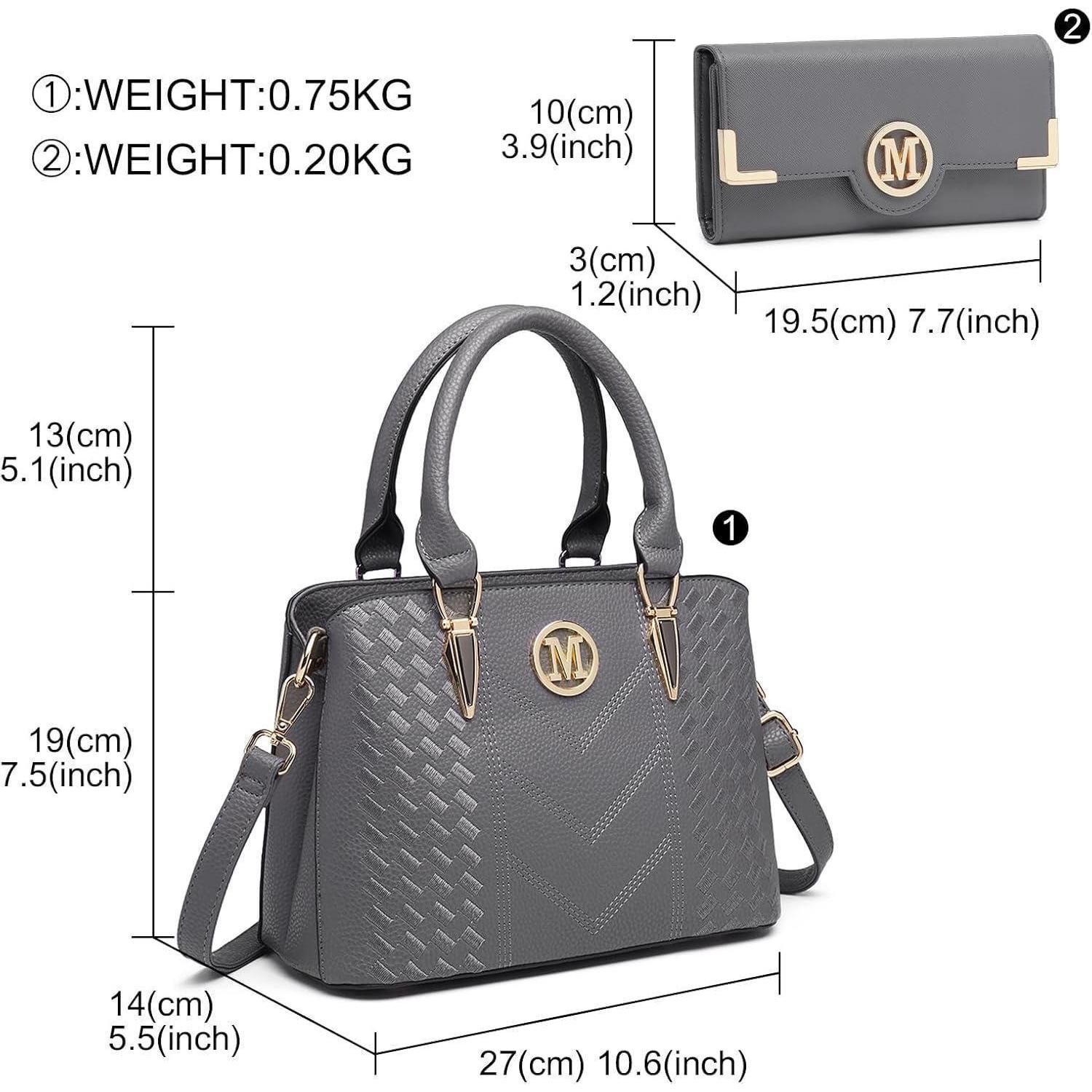 LuxusKollektion Handtasche Handtasche Damen Mittelgroß Grau Geldbörse Set PU-Leder – Bild 5 von 5