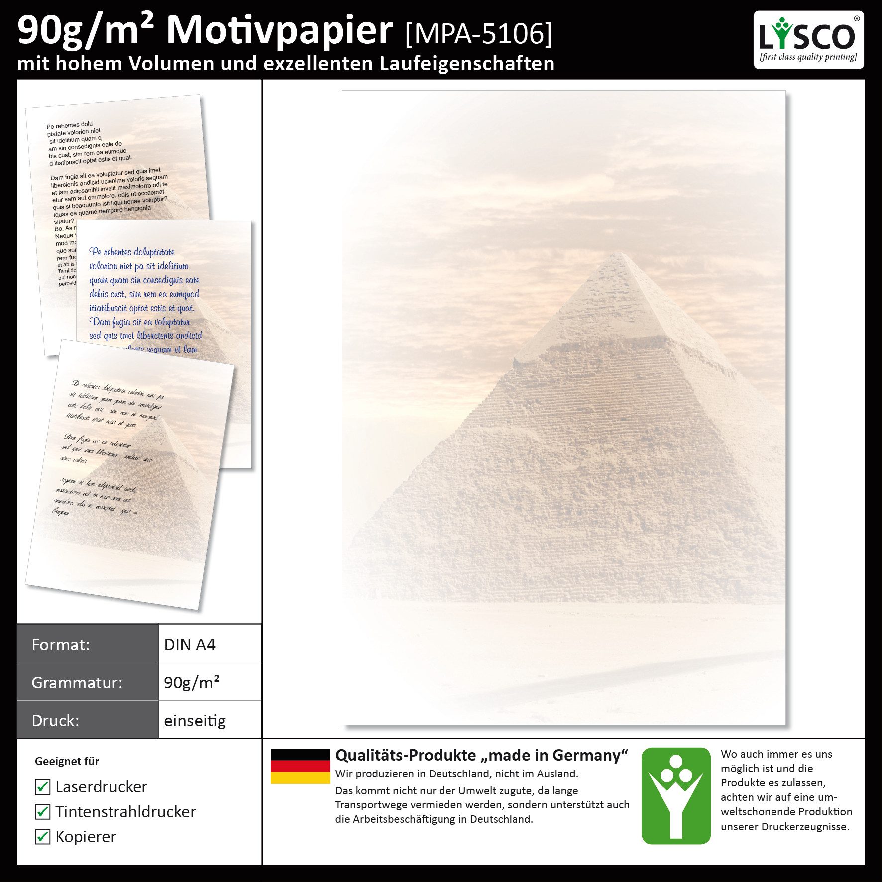 LYSCO Briefpapier Motivpapier Sehenswürdigkeiten DIN A4, gut beschreibbar, Urlaubsatmosphäre, für alle Drucker geeignet.