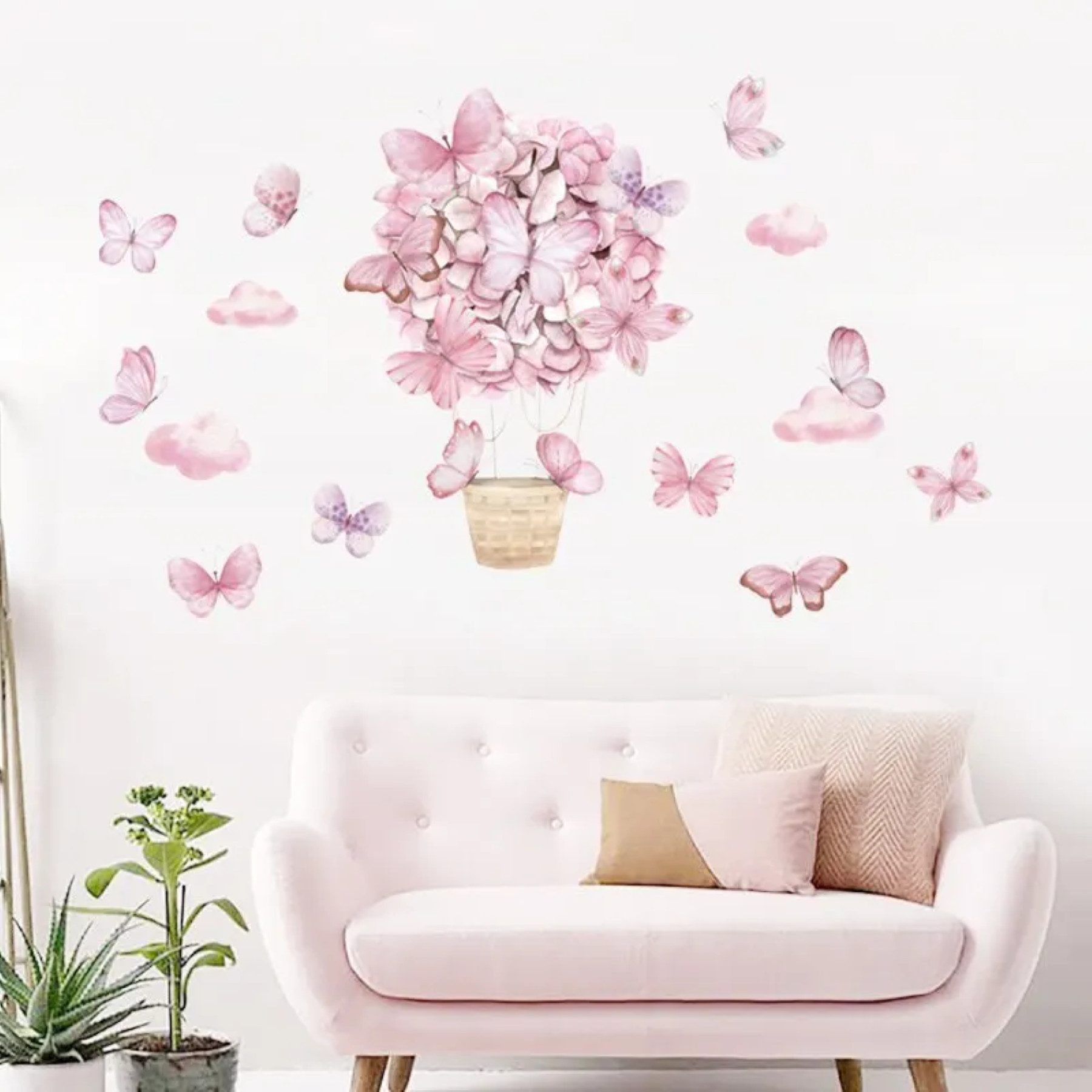 Montegoni Wandsticker Rosa Schmetterlings korb Wandaufkleber günstig online kaufen