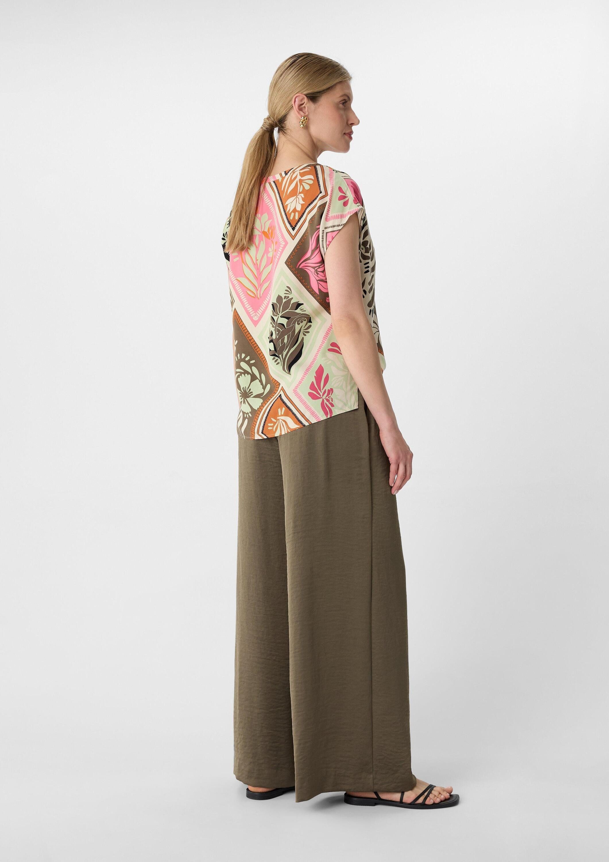 comma Blusentop Bluse Ärmellose Visikose-Bluse mit All-over-Print