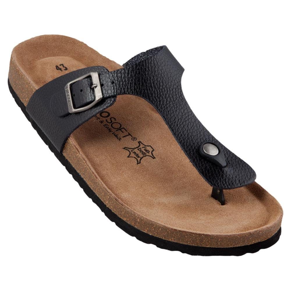 Biosoft Comfort & Easy Walk Biosoft Herren Sandalen Zehentrenner Leder Optik Größe 43 - 47 DAVID Sandale