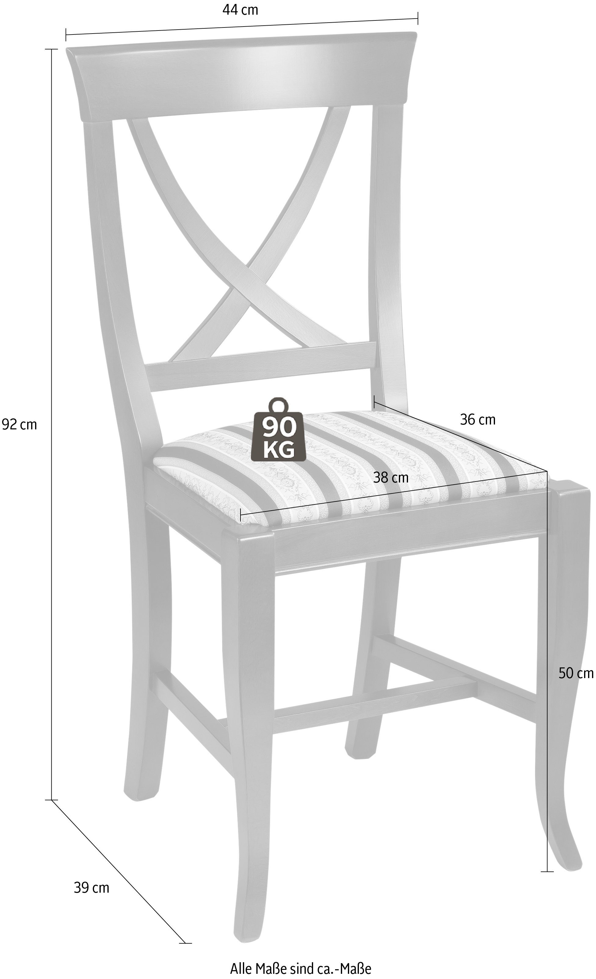 Home affaire 4-Fußstuhl Sofia (1 St), Breite 44 cm