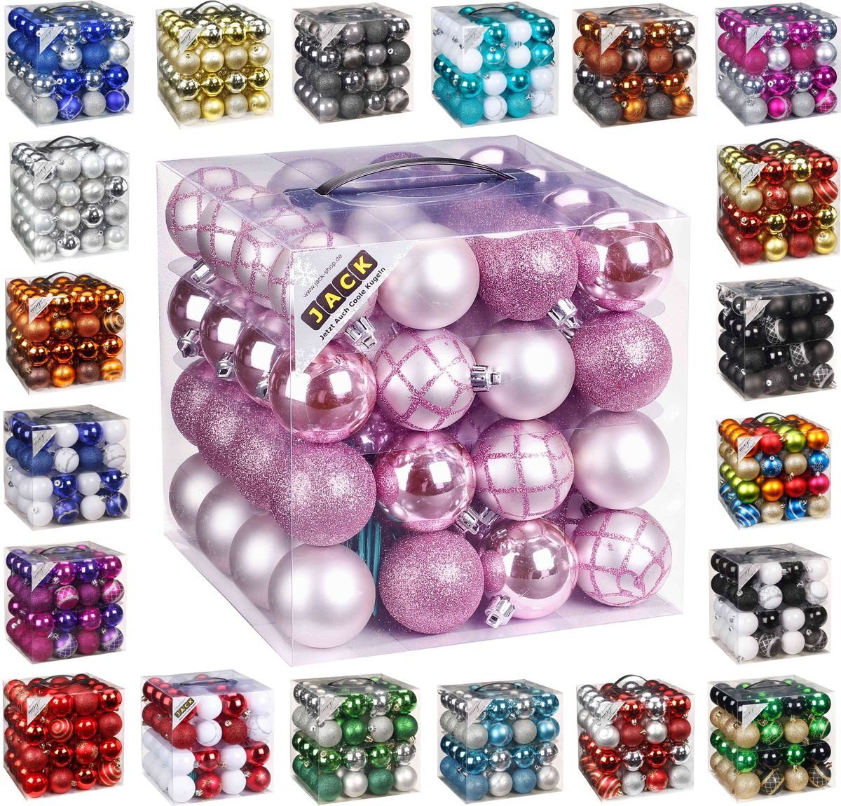 JACK Christbaumschmuck 64x Kunststoff Christbaumkugeln Ø 6cm Baum Kugeln in günstig online kaufen