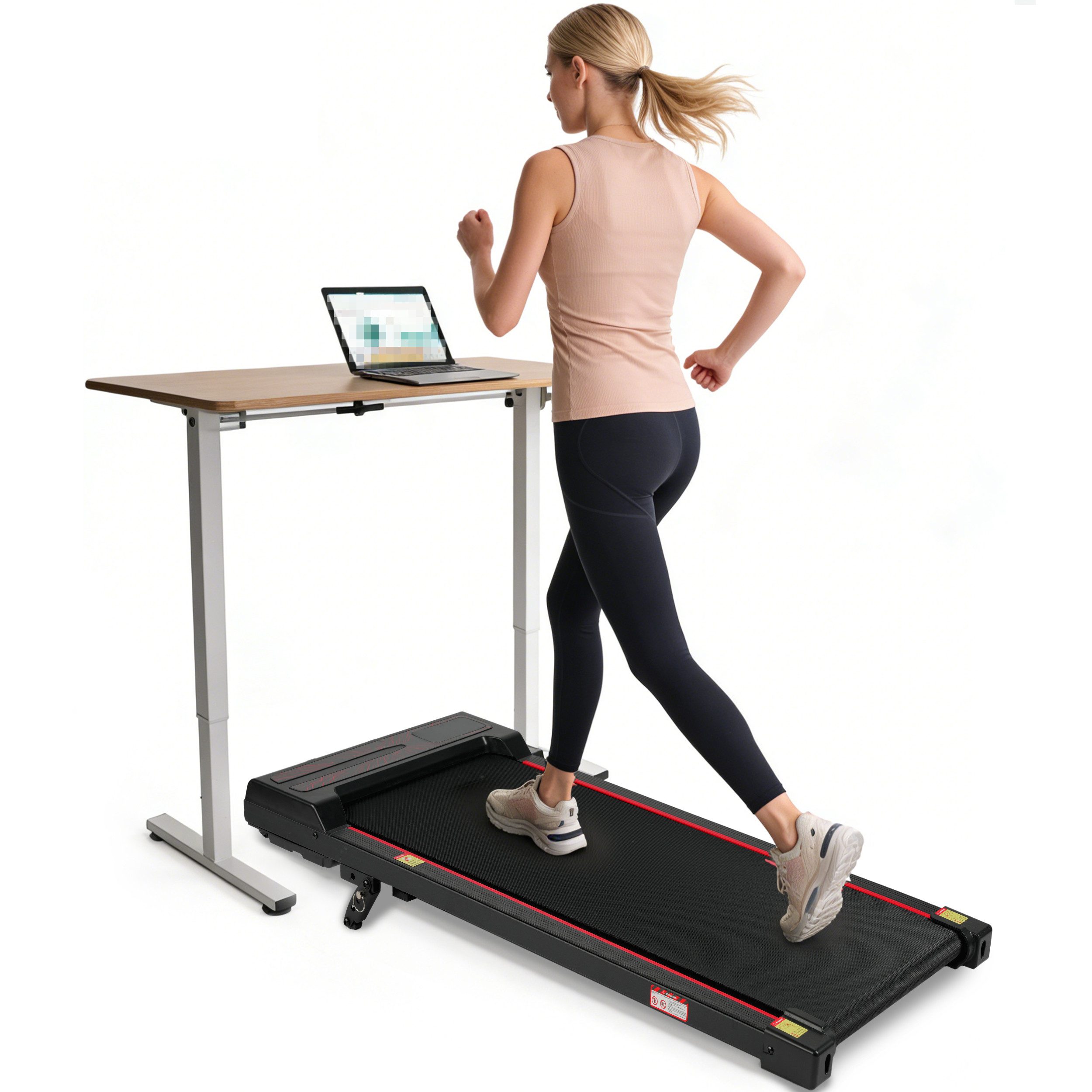 Vankel Laufband Walking Pad, Laufband, 1-6 km/h, fürs Homeoffice (Fernbedienung), Flaches Laufband, mit LED-Display