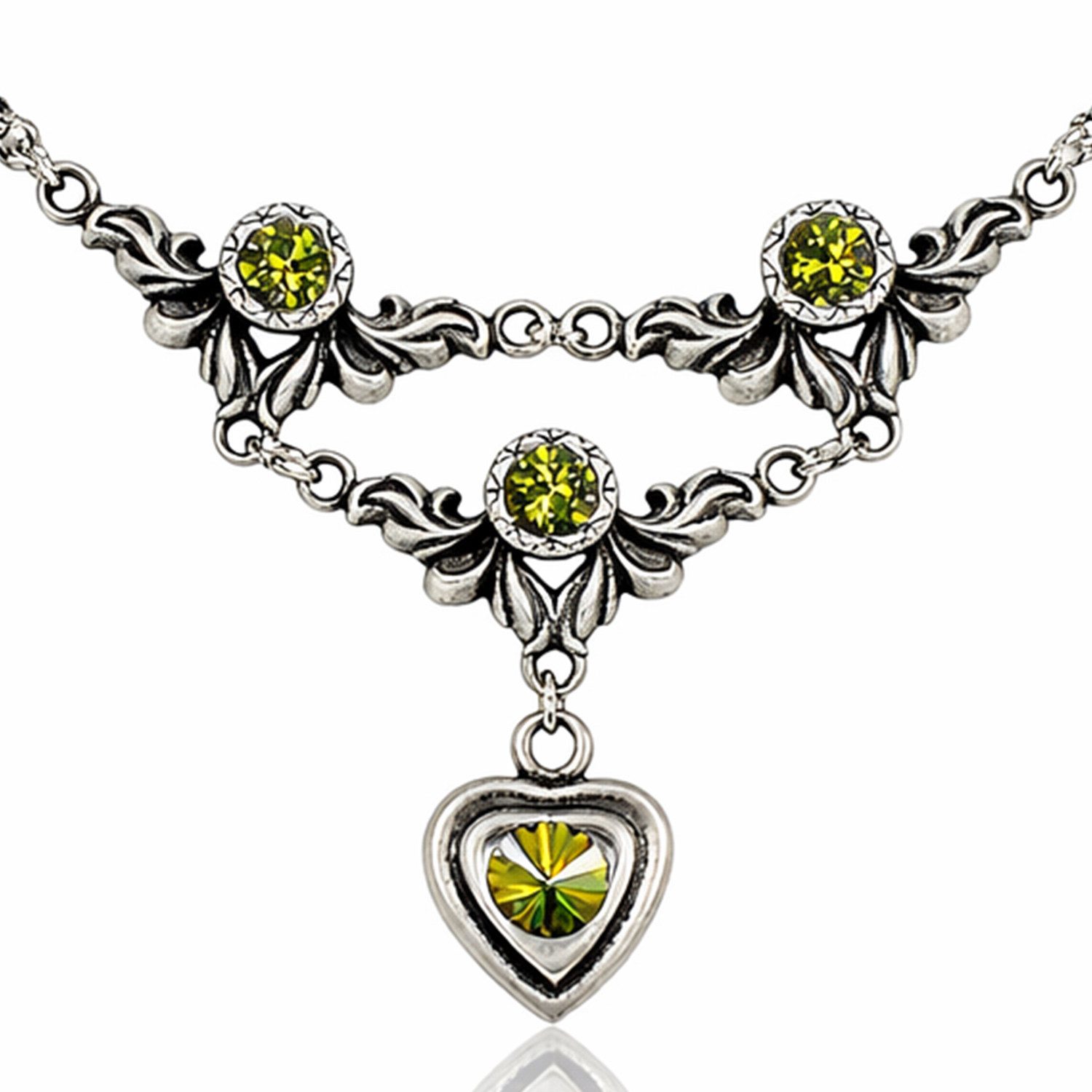 LUISIA® Kette mit Anhänger Halskette "Isabel" mit Premium Kristall Herz (inkl. Schmuckbox)