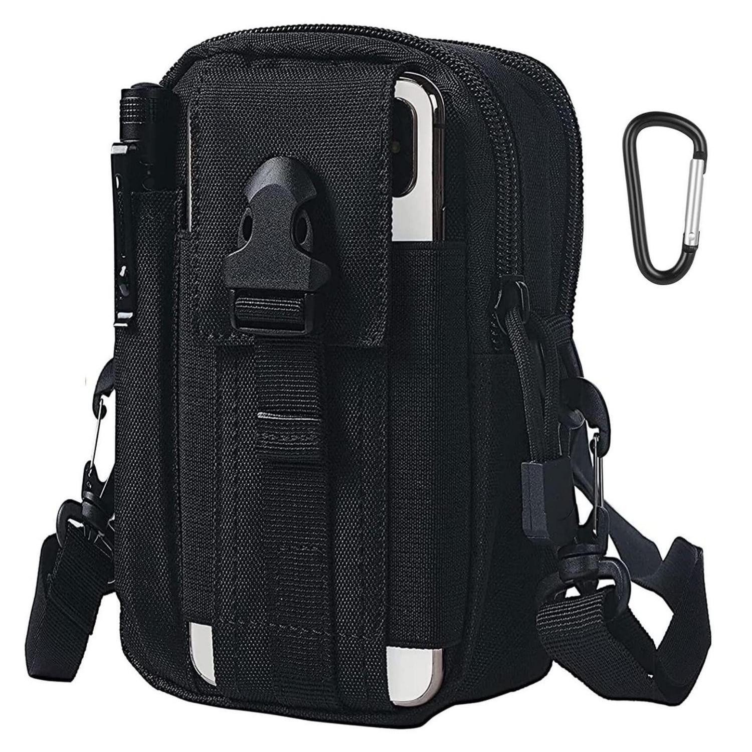 LuxusKollektion Gürteltasche Hüfttasche Gürteltasche Bauchtasche Nylon #6 Schwarz mit Schultergurt