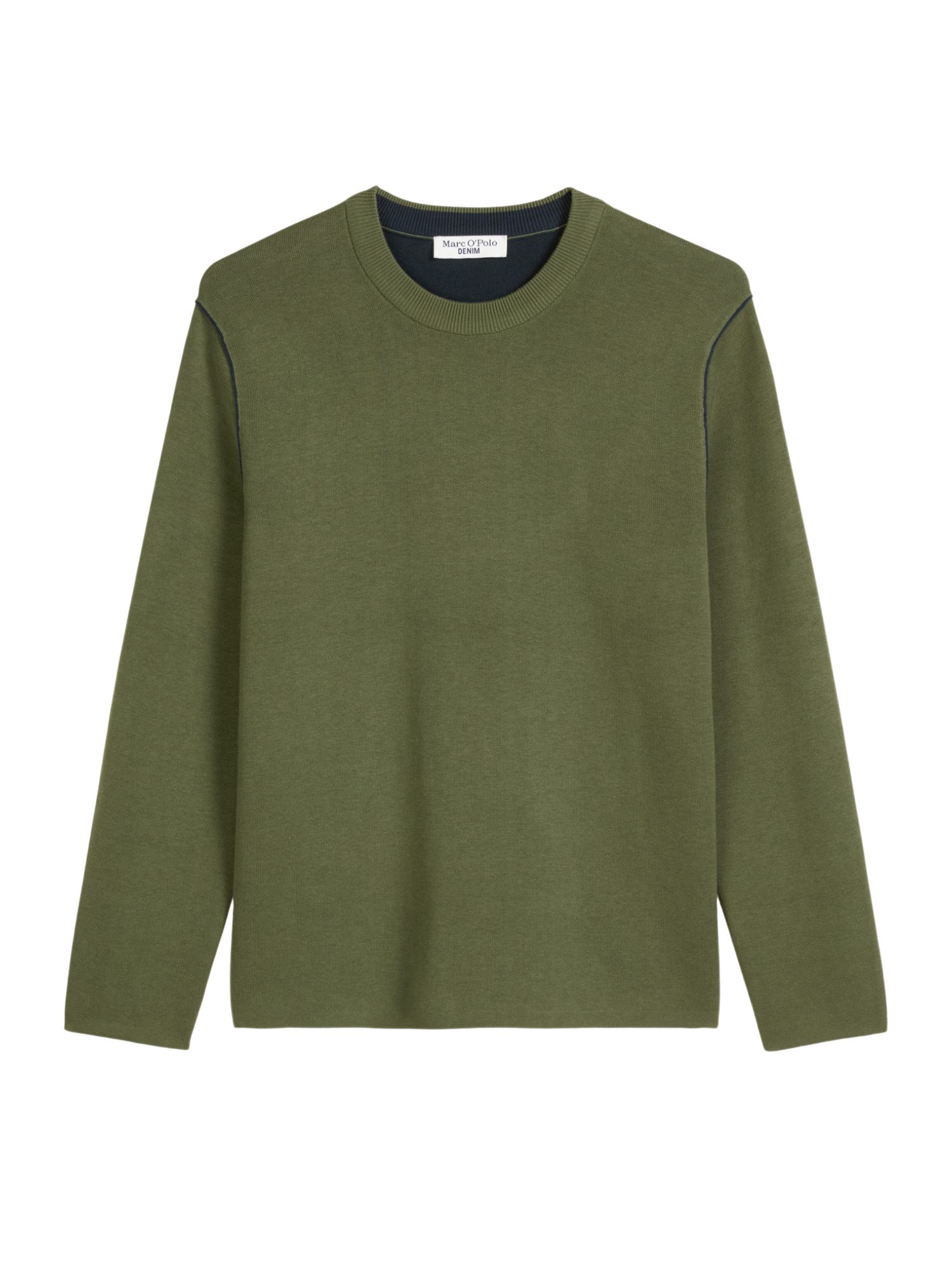 Marc O'Polo DENIM Strickpullover grün,Basic,Baumwolle,Unifarben,Rundhals,Lang,Regular Fit