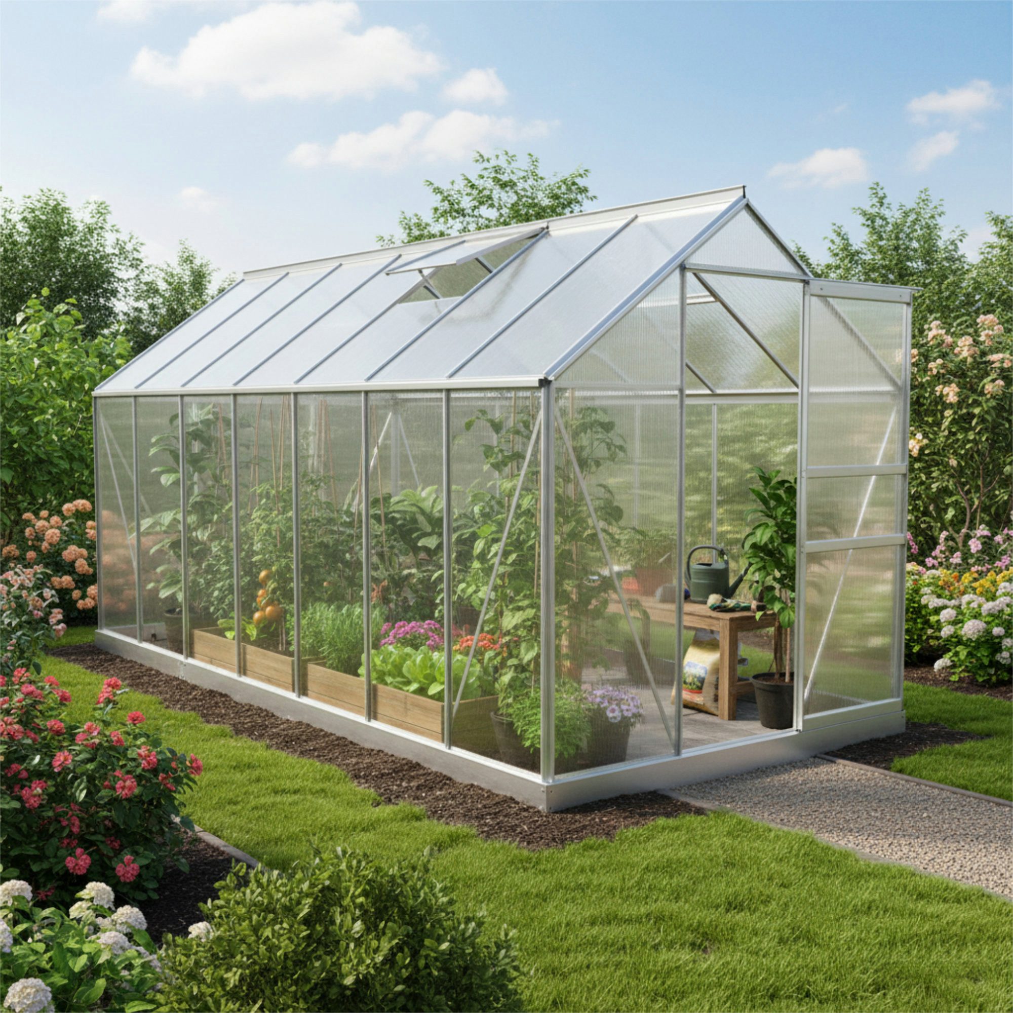 Zelsius Gewächshaus Aluminium Gewächshaus, 430 x 190 cm, 6 mm Hohlkammerpla günstig online kaufen