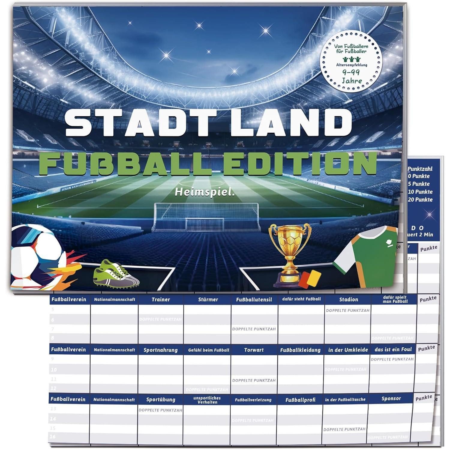 LuxusKollektion Spiel Stadt Land Fussball Edition Spiele für Jungen 50 Blatt