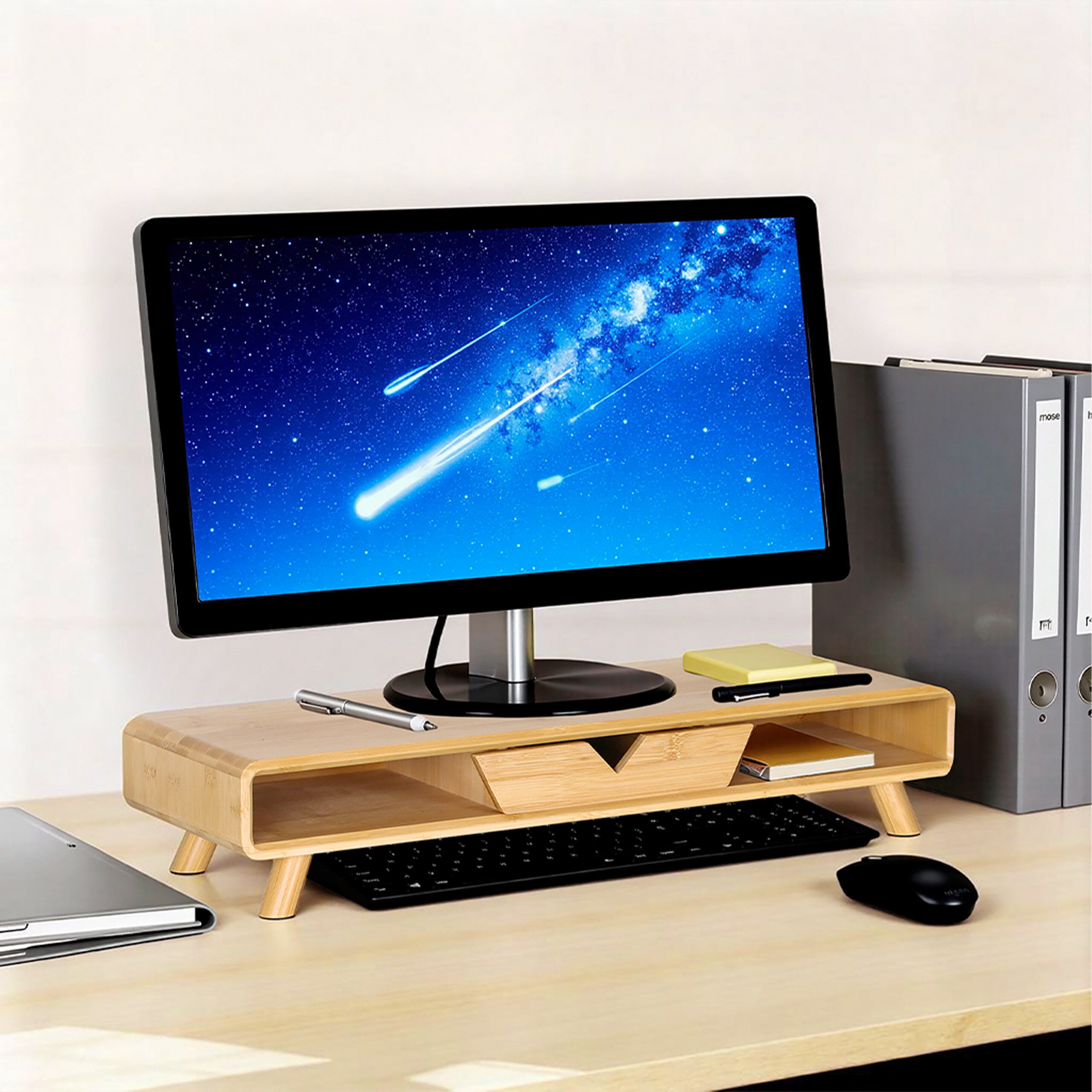 relaxdays Monitorständer mit Schublade, (1-tlg) – Bild 3 von 5