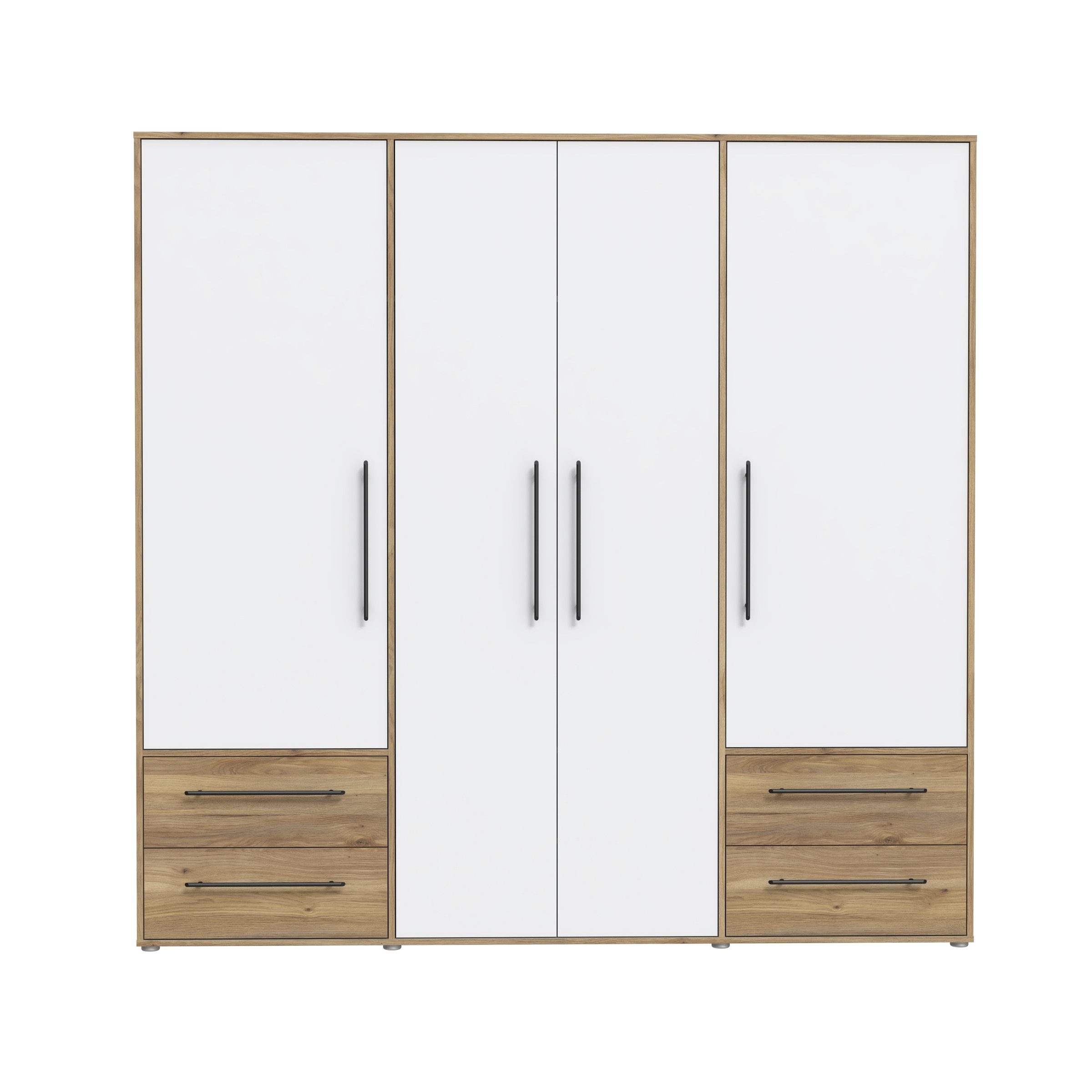 freiraum Drehtürenschrank MOKKARIS in Mauvella Eiche / Weiss - 205,9x200,1x58,8cm (BxHxT)