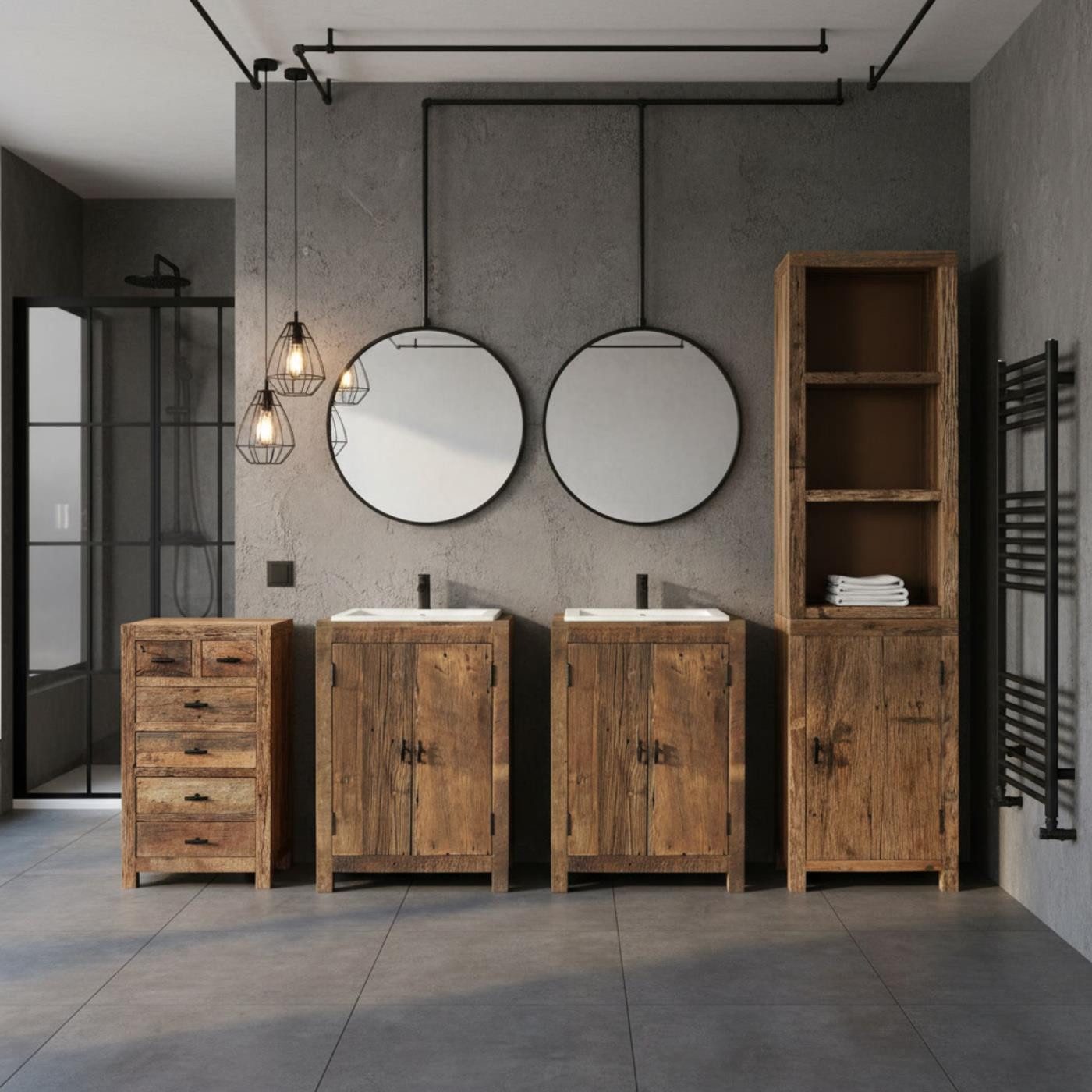 baario Waschtisch Waschtisch DRVO Altholz, massiv recycelt Treibholz Landhaus Design
