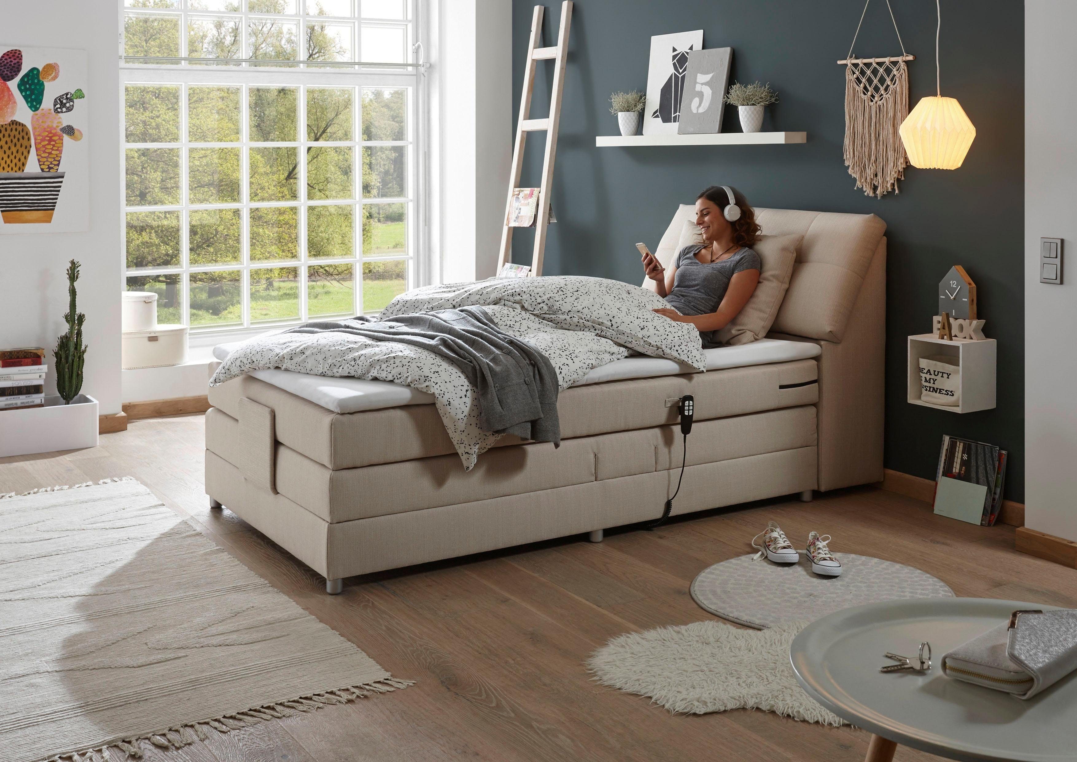 01 Kopfteil inkl. ivory Artemis Boxspringbett im Stauraum EXCITING beige ED creme und DESIGN Topper Motor, Concord,