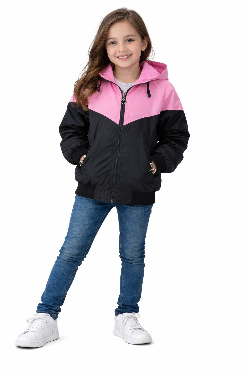 Girls Fashion Allwetterjacke Übergangsjacke mit Kapuze Kinder Jacke MH7273
