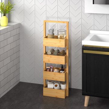 Casaria Regal, Casaria Badregal Standregal Bambus 4 Ablagen 88x16x28 cm Holz