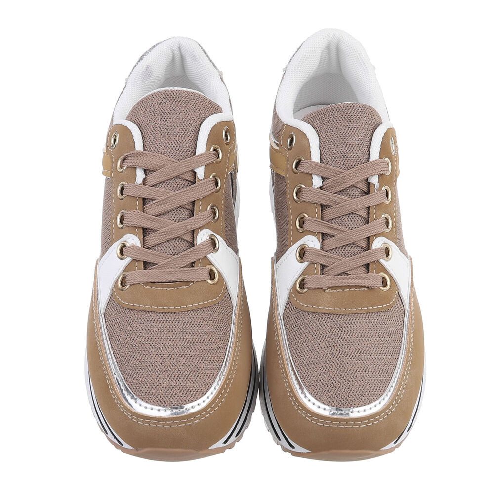 Ital-Design Damen Low-Top Freizeit Sneaker (86188191) Keilabsatz/Wedge Sneakers Low in Hellbraun
