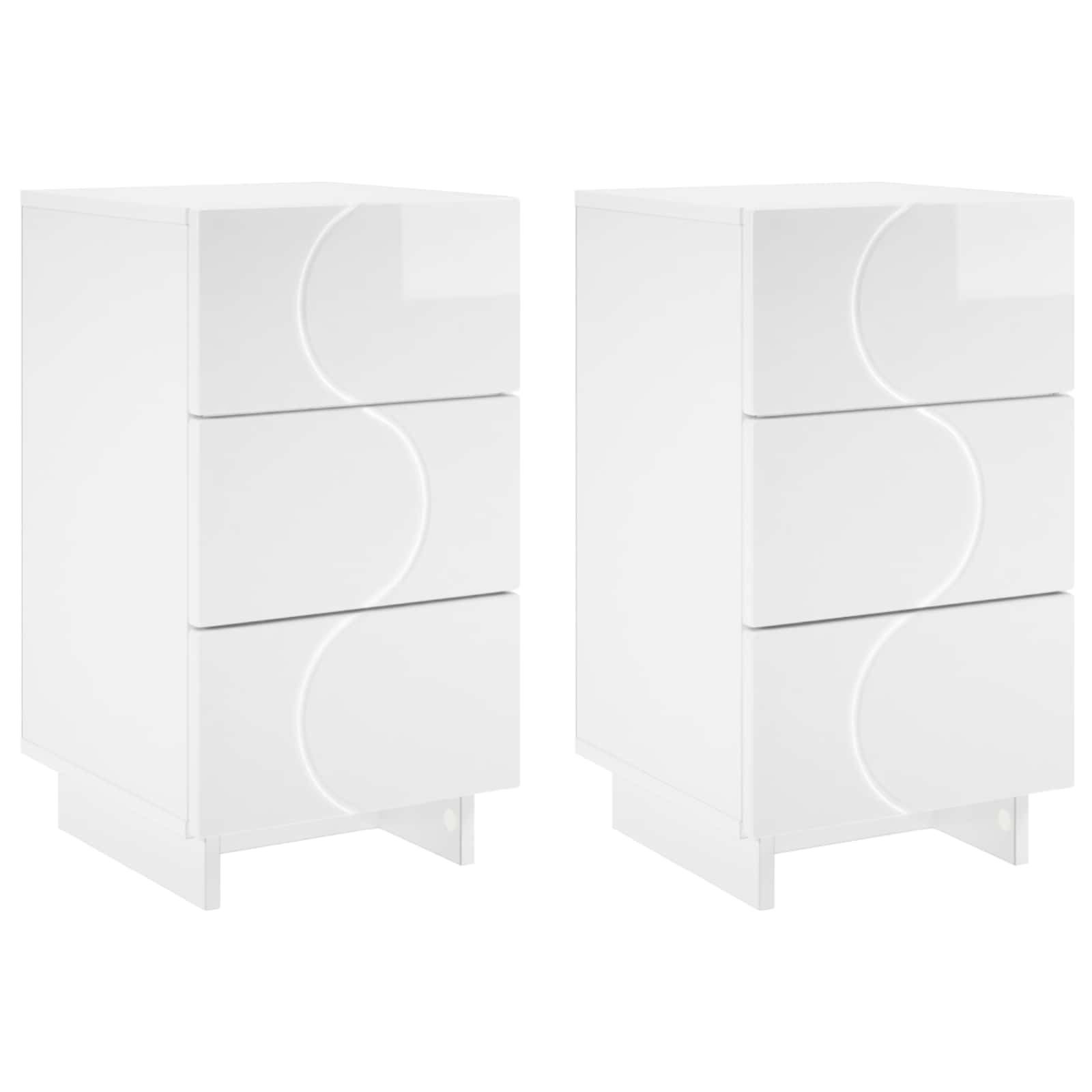 vidaXL Nachttisch Nachttisch 2 stk. Hochglanz Weiß 33,5 x 34,5 x 60 cm (2-St)