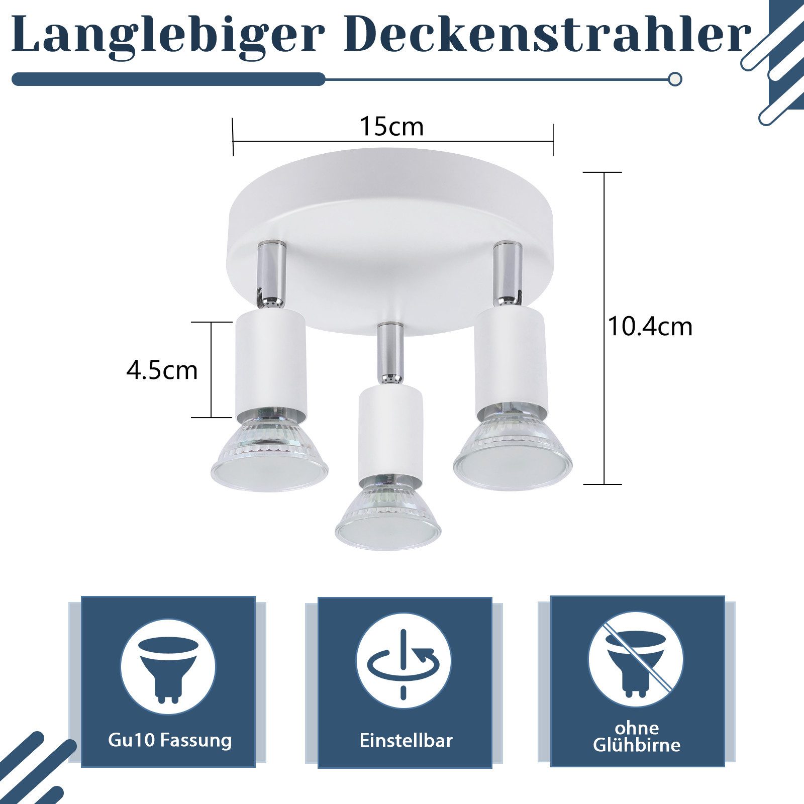 ZMH Deckenstrahler 2/3 Flammig 90° neigbar günstig online kaufen