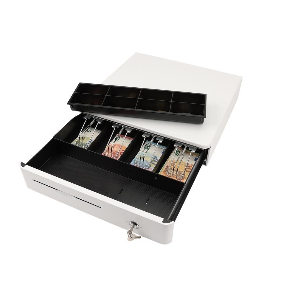 Olympia Geldkassette M 405 Color Kassenlade, Mikroschalter, RJ11/RJ12, 3 Schlosspositionen