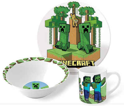 Minecraft Tasse Frühstücksset (Schale, Teller, Tasse) - Minecraft - Creeper (NEU & OVP