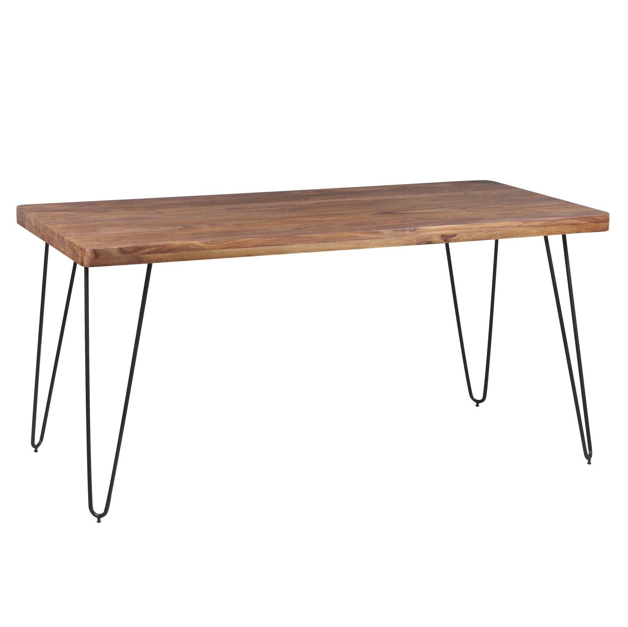 möbelando Esstisch Esstisch BAGLI cm Holztisch Esszimme, 160 cm Landhaus Küchentisch BAGLI Massivholz Esszimmer-Tisch 160 dunkel-braun Massivholz Sheesham Esstisch Sheesham Metallbeine