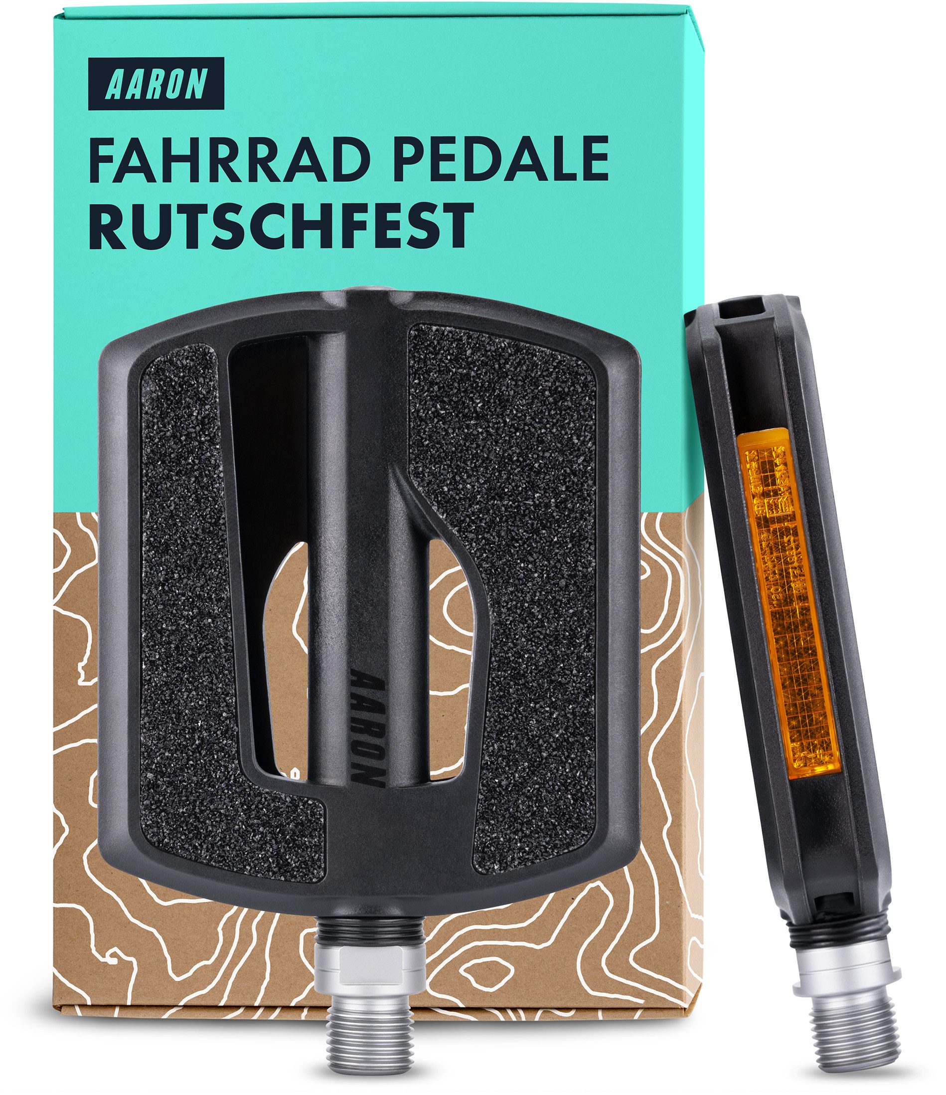 AARON Fahrradpedale Urban 3.0 Pedale Schwarz Aluminium MTB Trekking Stadtrad 9/16 Zoll
